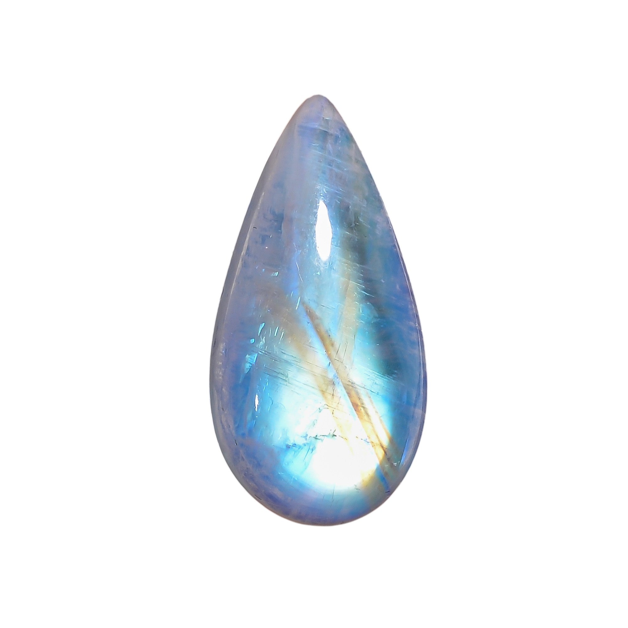 Natural Rainbow Moonstone Pear Shape Cabochon Loose Gemstone For Making Jewelry 16 Ct. 25X12X7 mm Y-10103