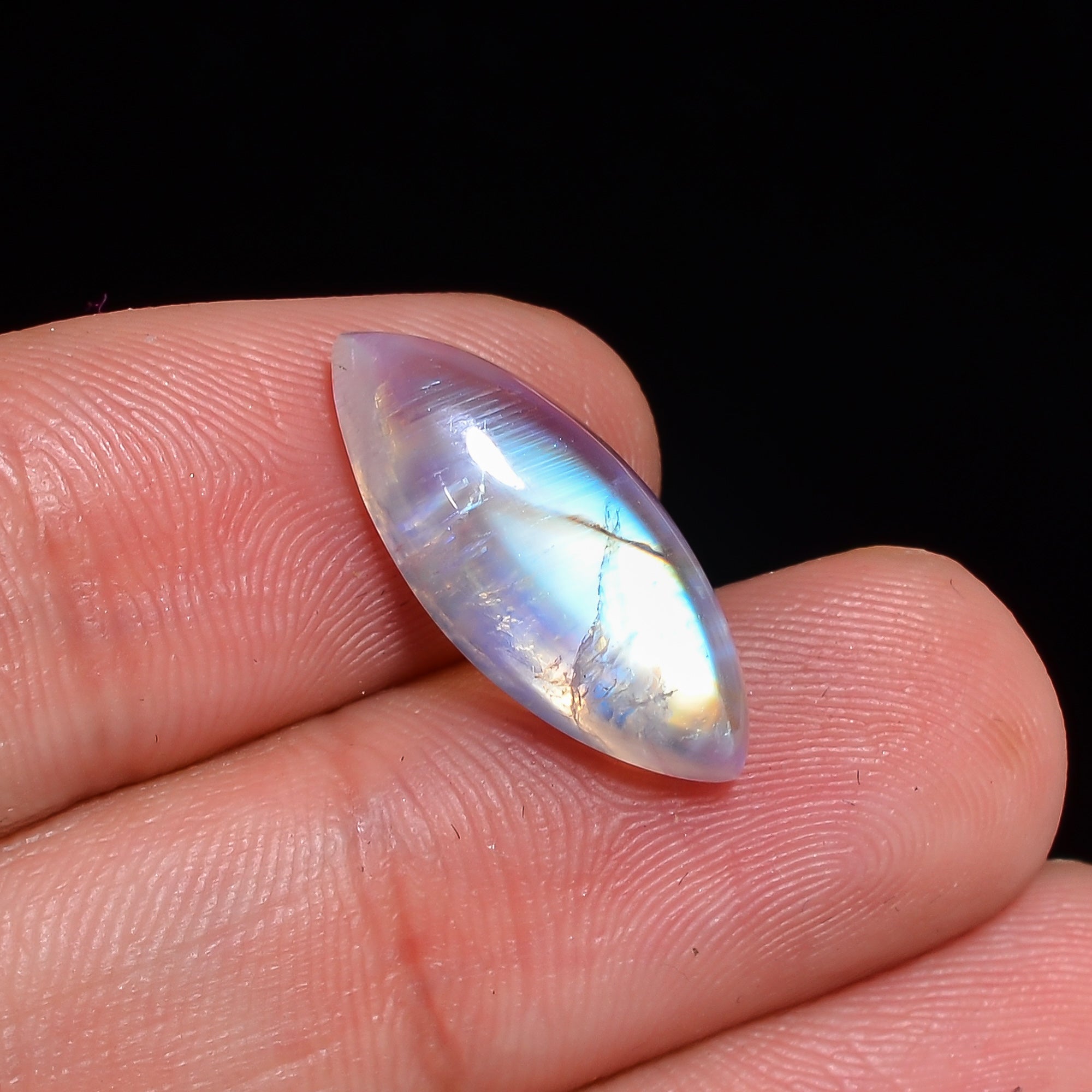 Natural Rainbow Moonstone Marquise Shape Cabochon Loose Gemstone For Making Jewelry 7.5 Ct. 19X8X6 mm Y-10105
