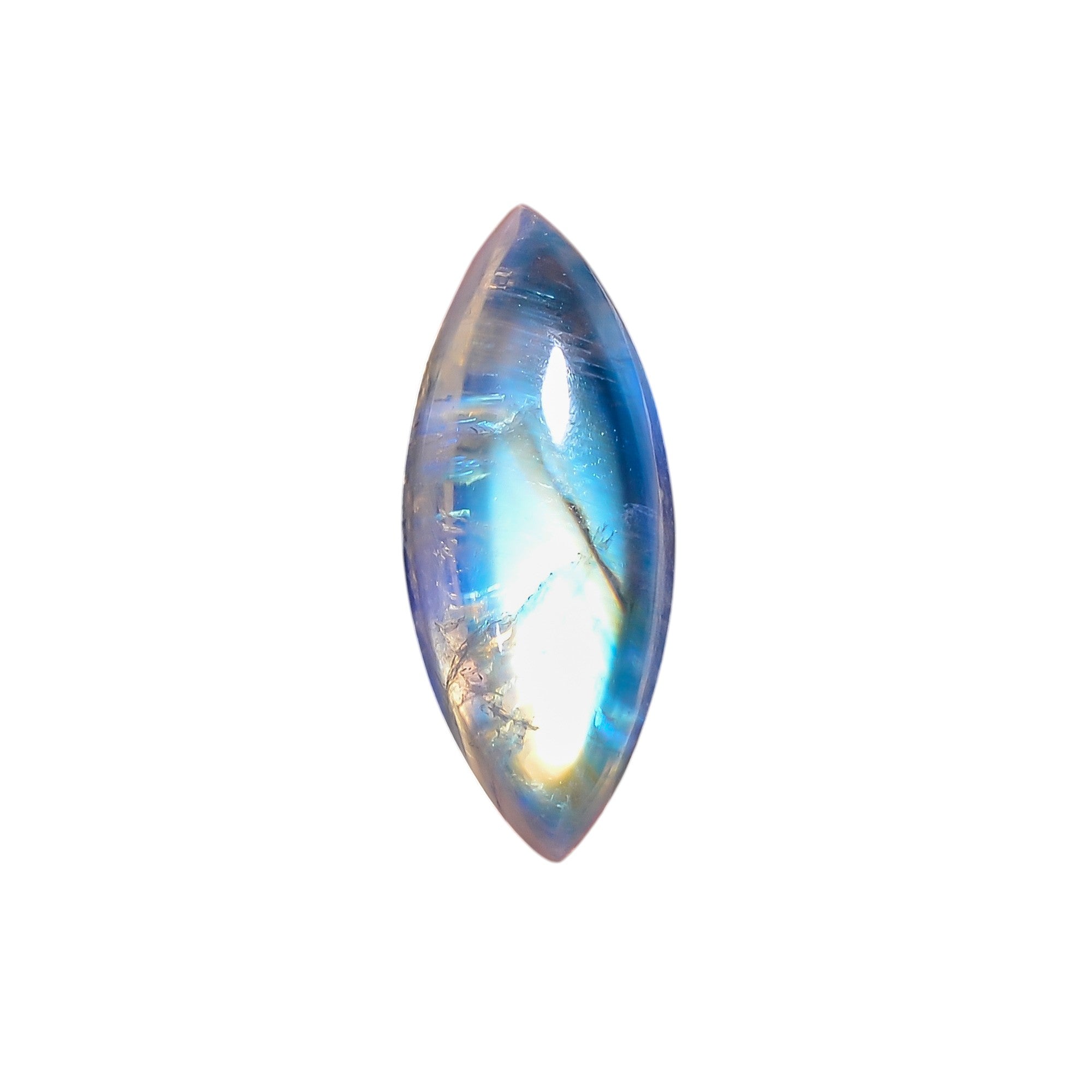 Natural Rainbow Moonstone Marquise Shape Cabochon Loose Gemstone For Making Jewelry 7.5 Ct. 19X8X6 mm Y-10105