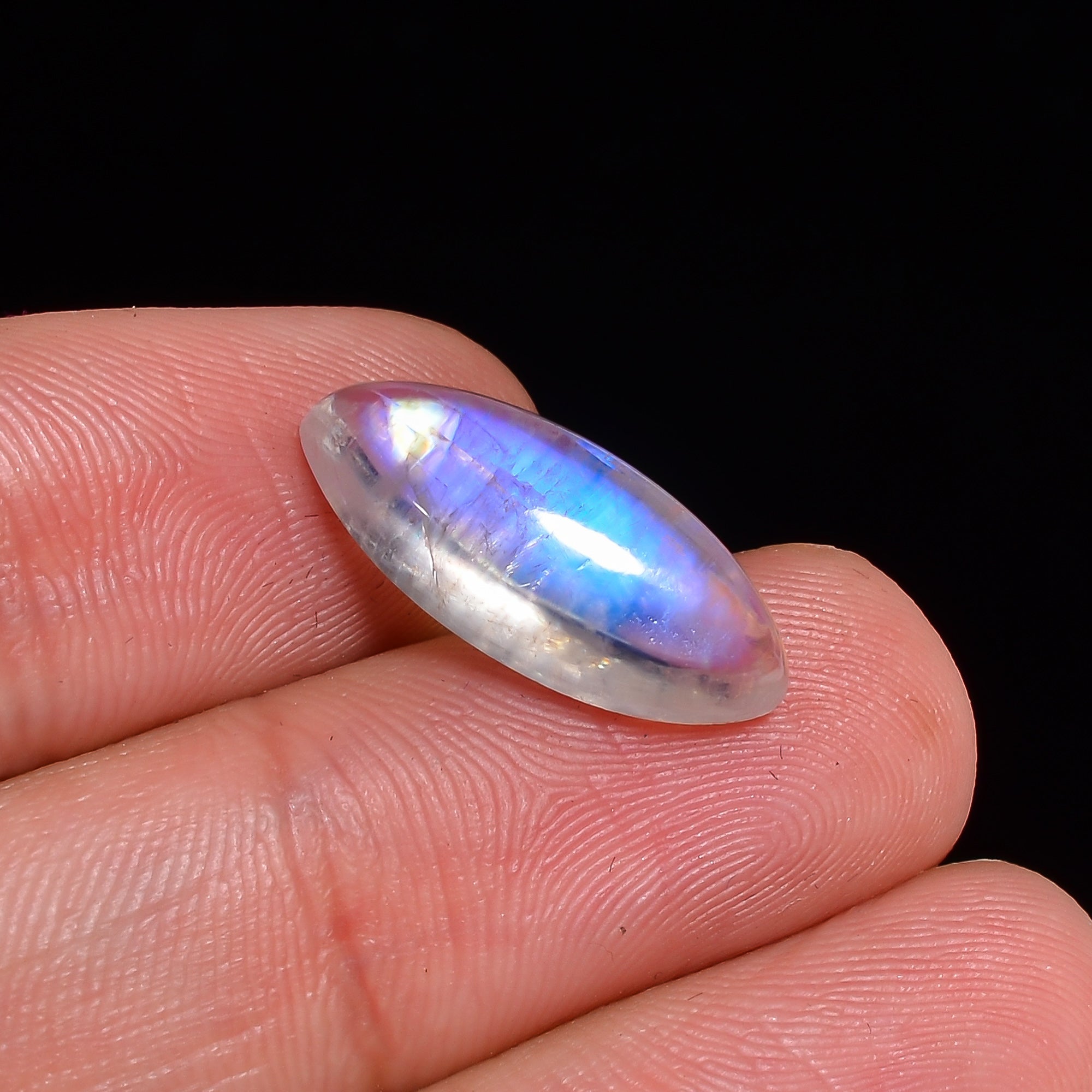 Natural Rainbow Moonstone Marquise Shape Cabochon Loose Gemstone For Making Jewelry 7.5 Ct. 18X7X6 mm Y-10106