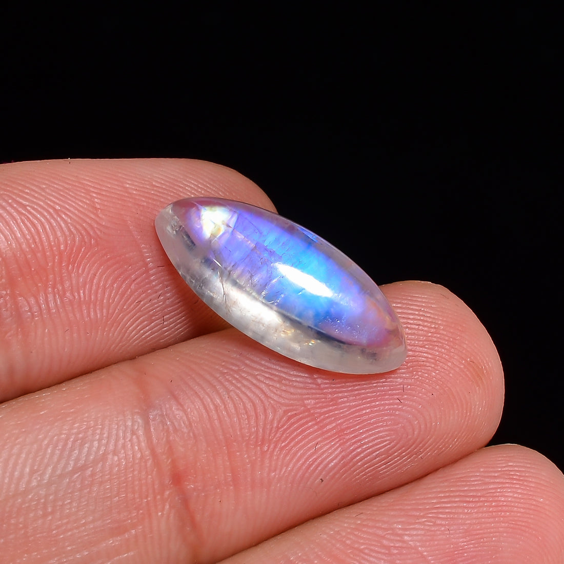 Natural Rainbow Moonstone Marquise Shape Cabochon Loose Gemstone For Making Jewelry 7.5 Ct. 18X7X6 mm Y-10106