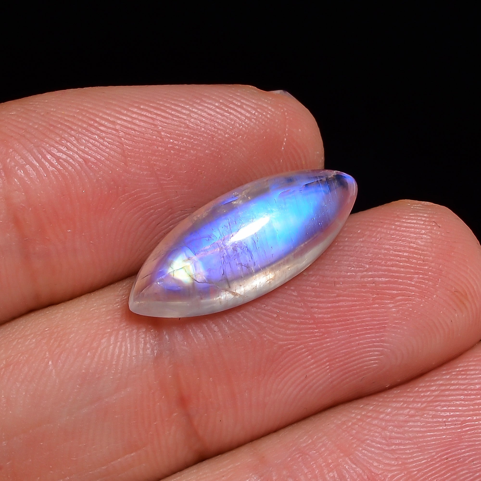 Natural Rainbow Moonstone Marquise Shape Cabochon Loose Gemstone For Making Jewelry 7.5 Ct. 18X7X6 mm Y-10106