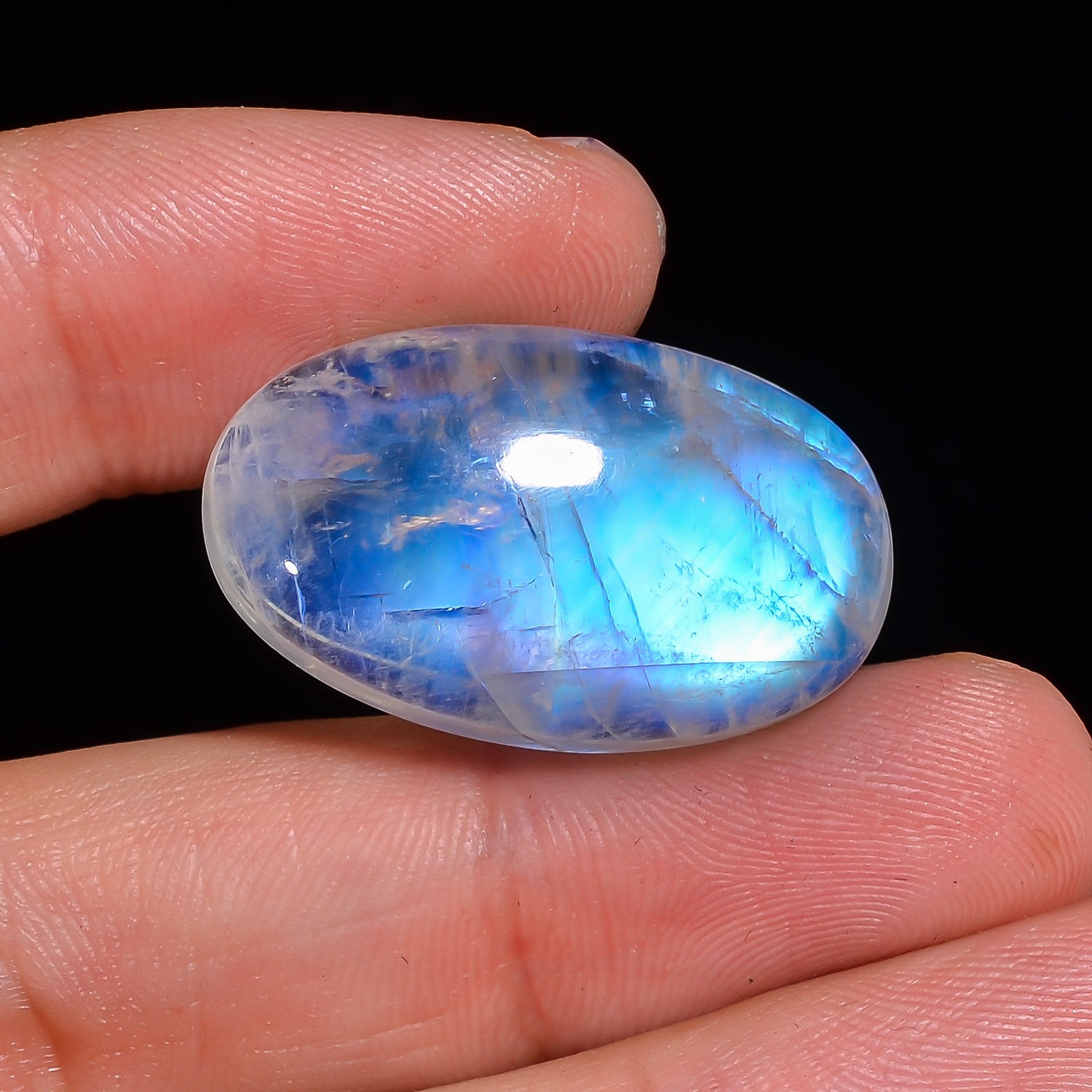 Natural Rainbow Moonstone Oval Shape Cabochon Loose Gemstone For Making Jewelry 34 Ct. 28X16X8 mm Y-10108