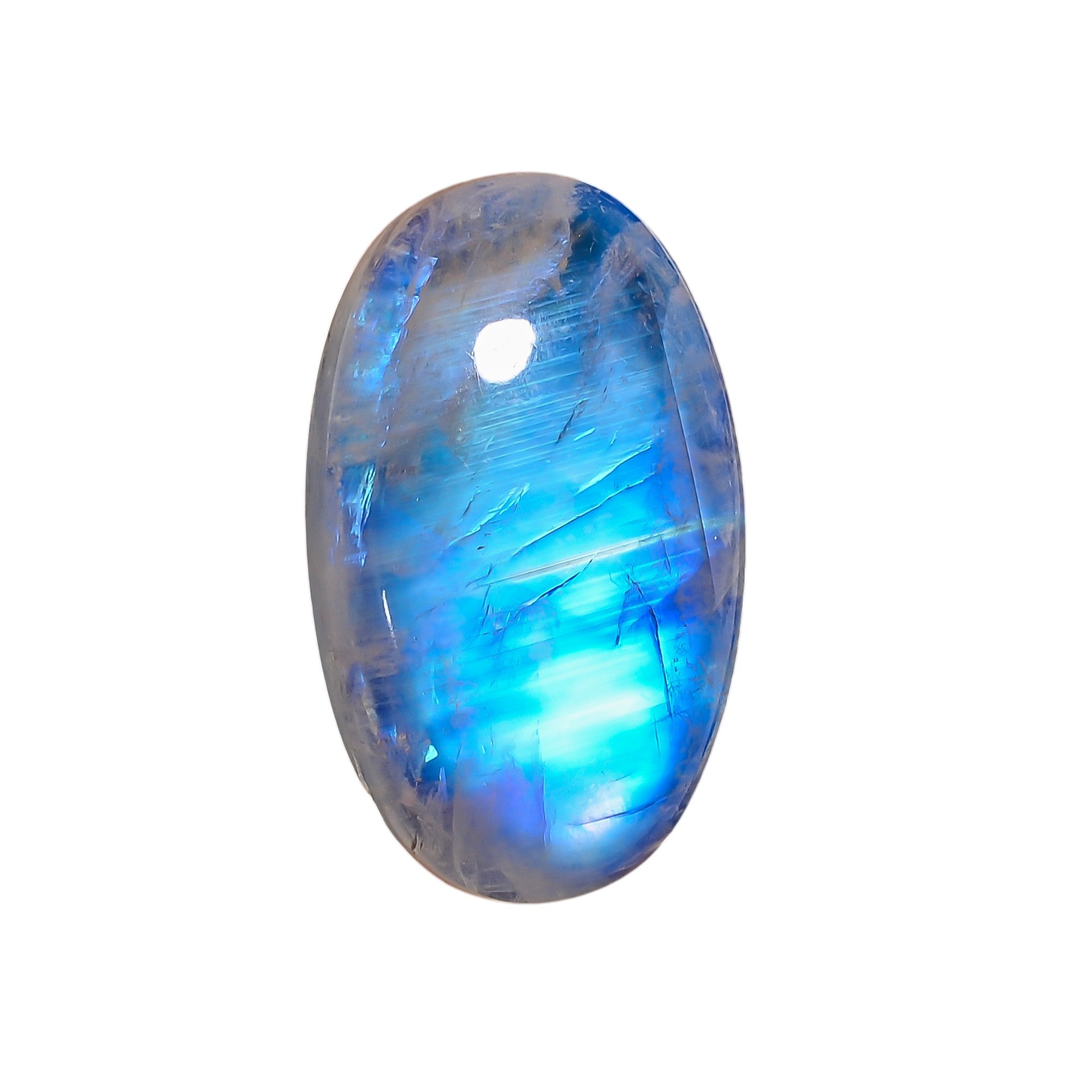 Natural Rainbow Moonstone Oval Shape Cabochon Loose Gemstone For Making Jewelry 34 Ct. 28X16X8 mm Y-10108