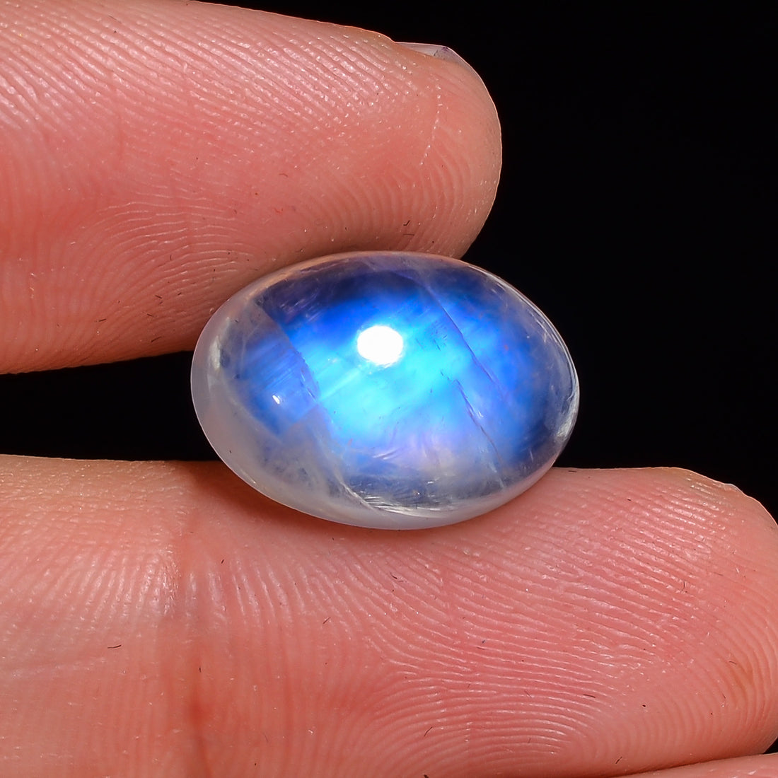 Natural Rainbow Moonstone Oval Shape Cabochon Loose Gemstone For Making Jewelry 9.5 Ct. 15X10X6 mm Y-10109