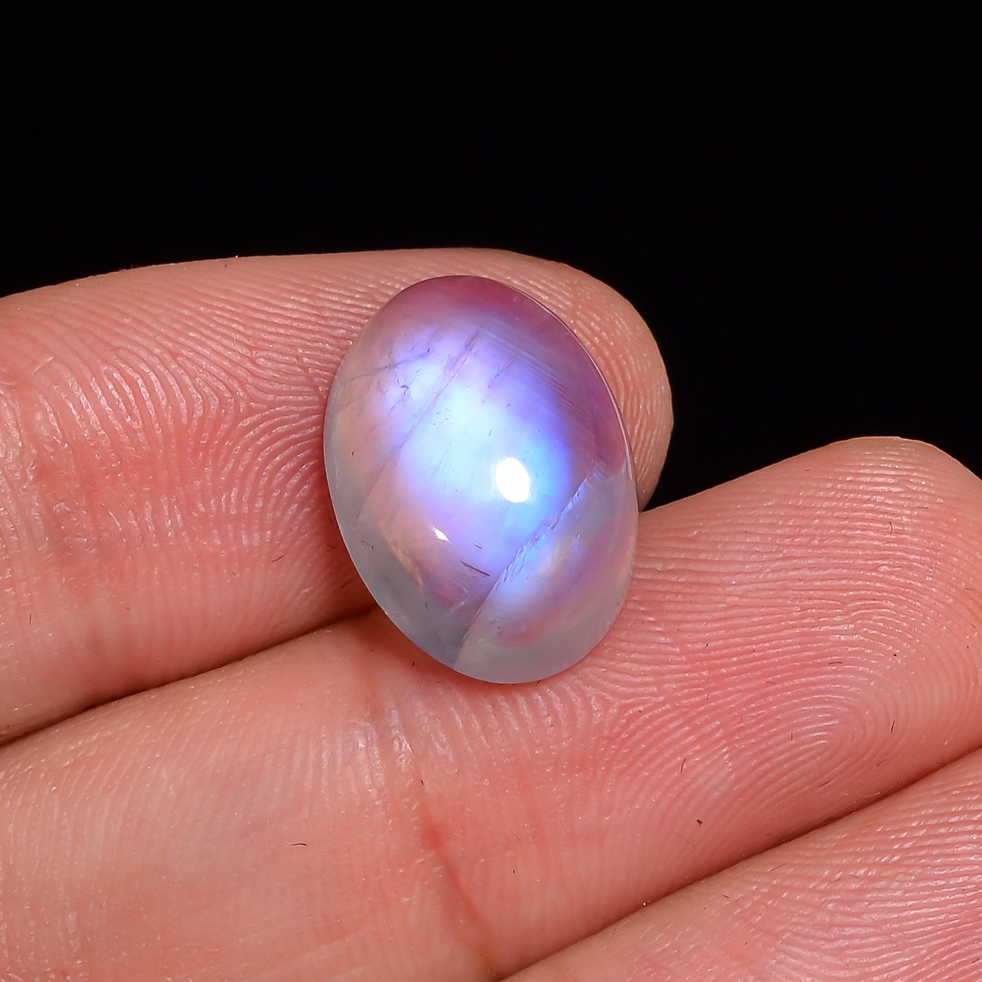 Natural Rainbow Moonstone Oval Shape Cabochon Loose Gemstone For Making Jewelry 9.5 Ct. 15X10X6 mm Y-10109
