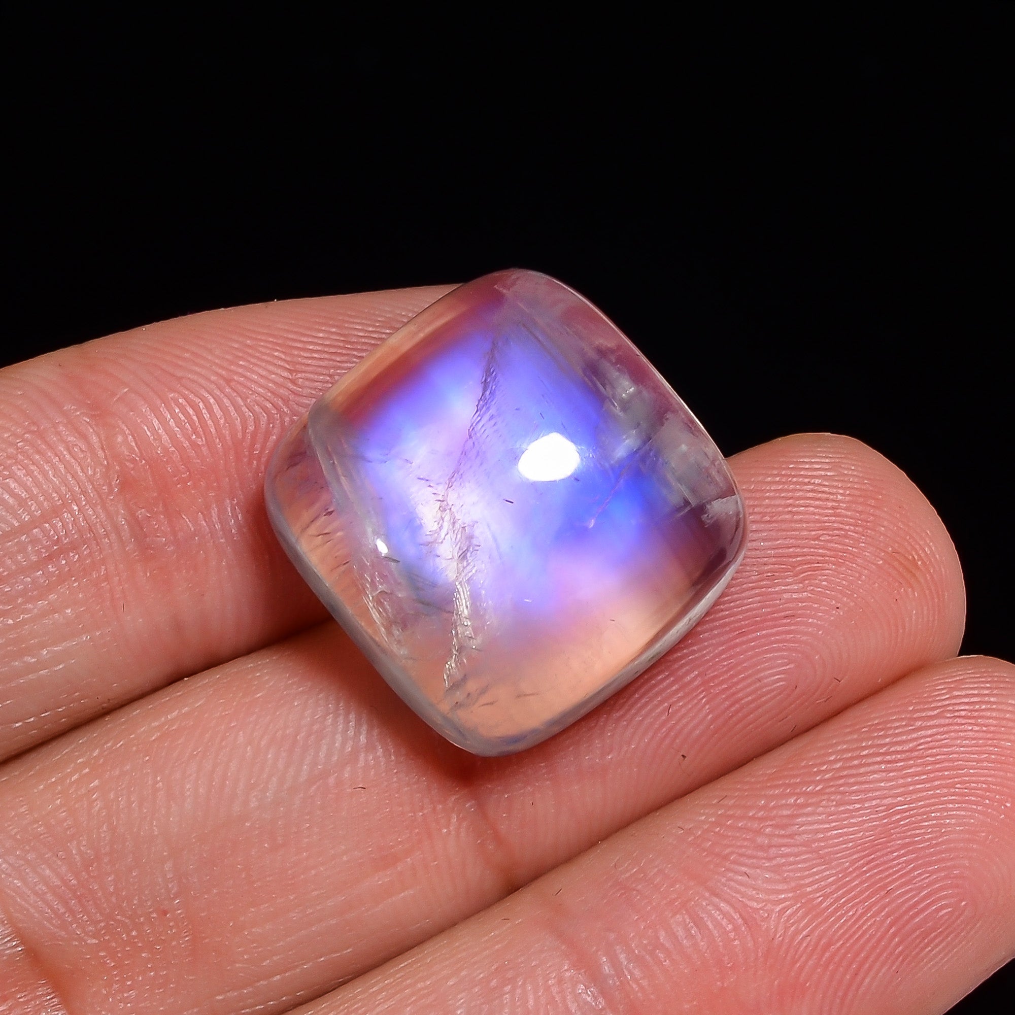 Natural Rainbow Moonstone Cushion Shape Cabochon Loose Gemstone For Making Jewelry 33 Ct. 18X17X10 mm Y-10110
