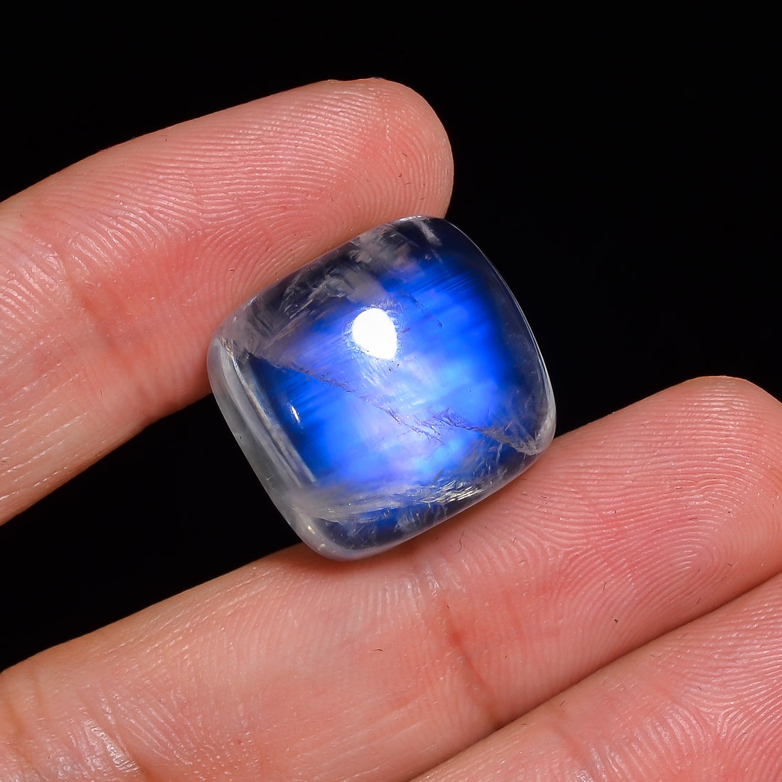 Natural Rainbow Moonstone Cushion Shape Cabochon Loose Gemstone For Making Jewelry 33 Ct. 18X17X10 mm Y-10110