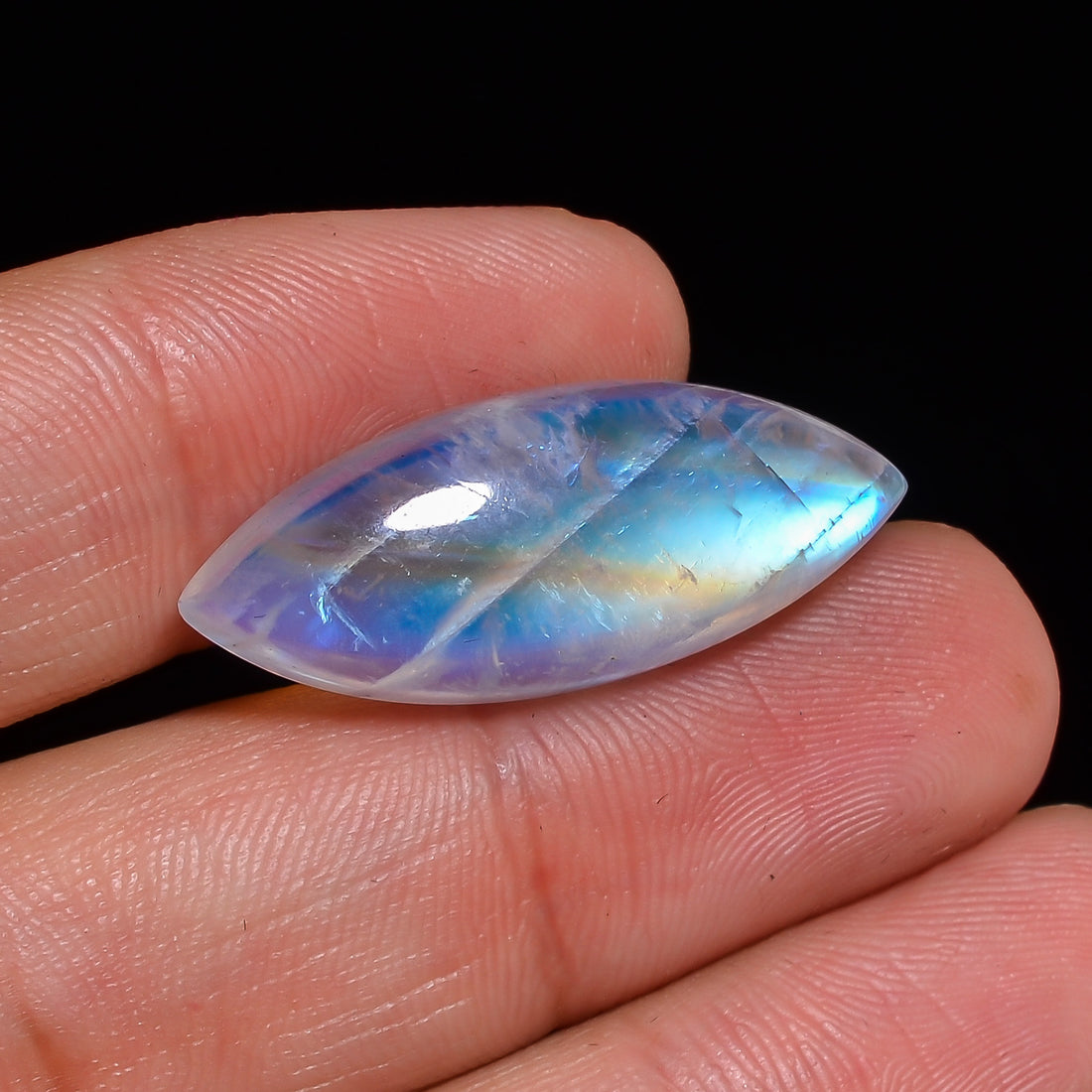 Natural Rainbow Moonstone Marquise Shape Cabochon Loose Gemstone For Making Jewelry 19.5 Ct. 29X11X7 mm Y-10111