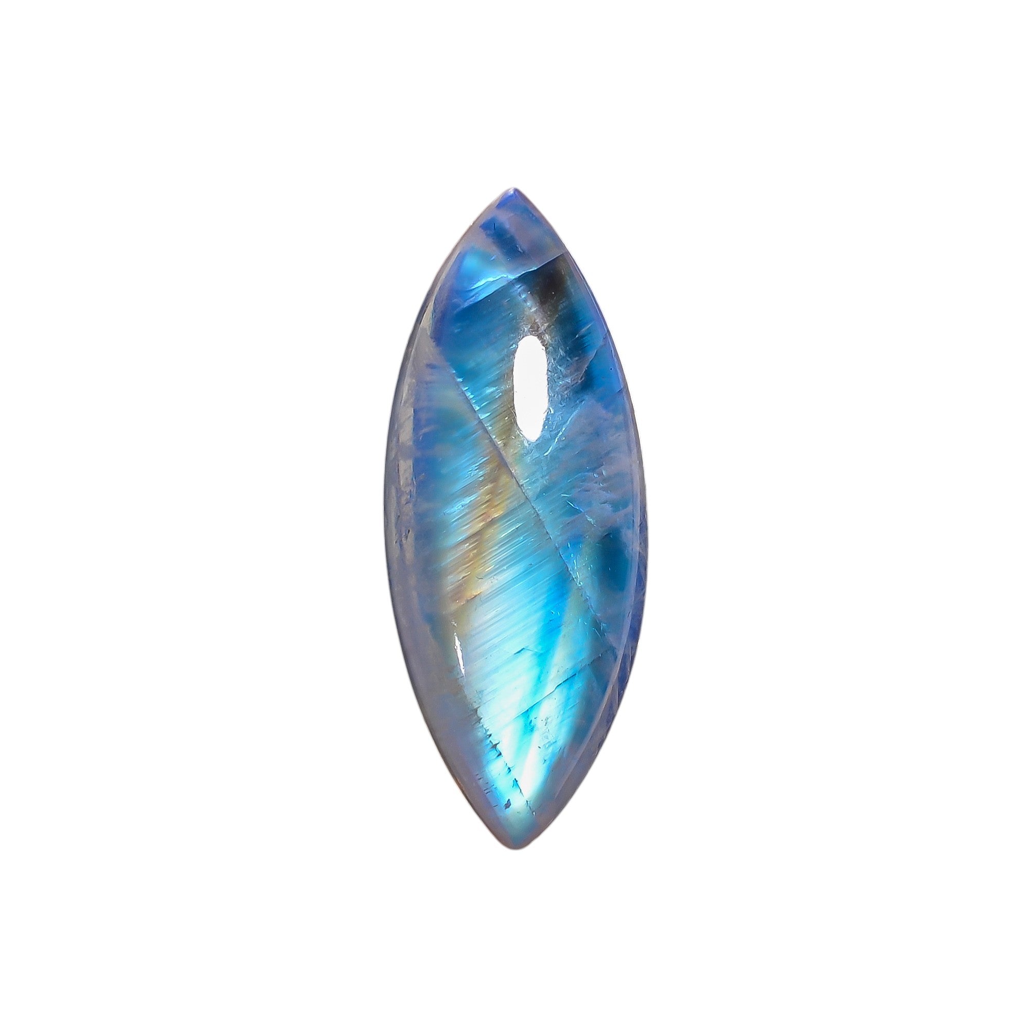 Natural Rainbow Moonstone Marquise Shape Cabochon Loose Gemstone For Making Jewelry 19.5 Ct. 29X11X7 mm Y-10111