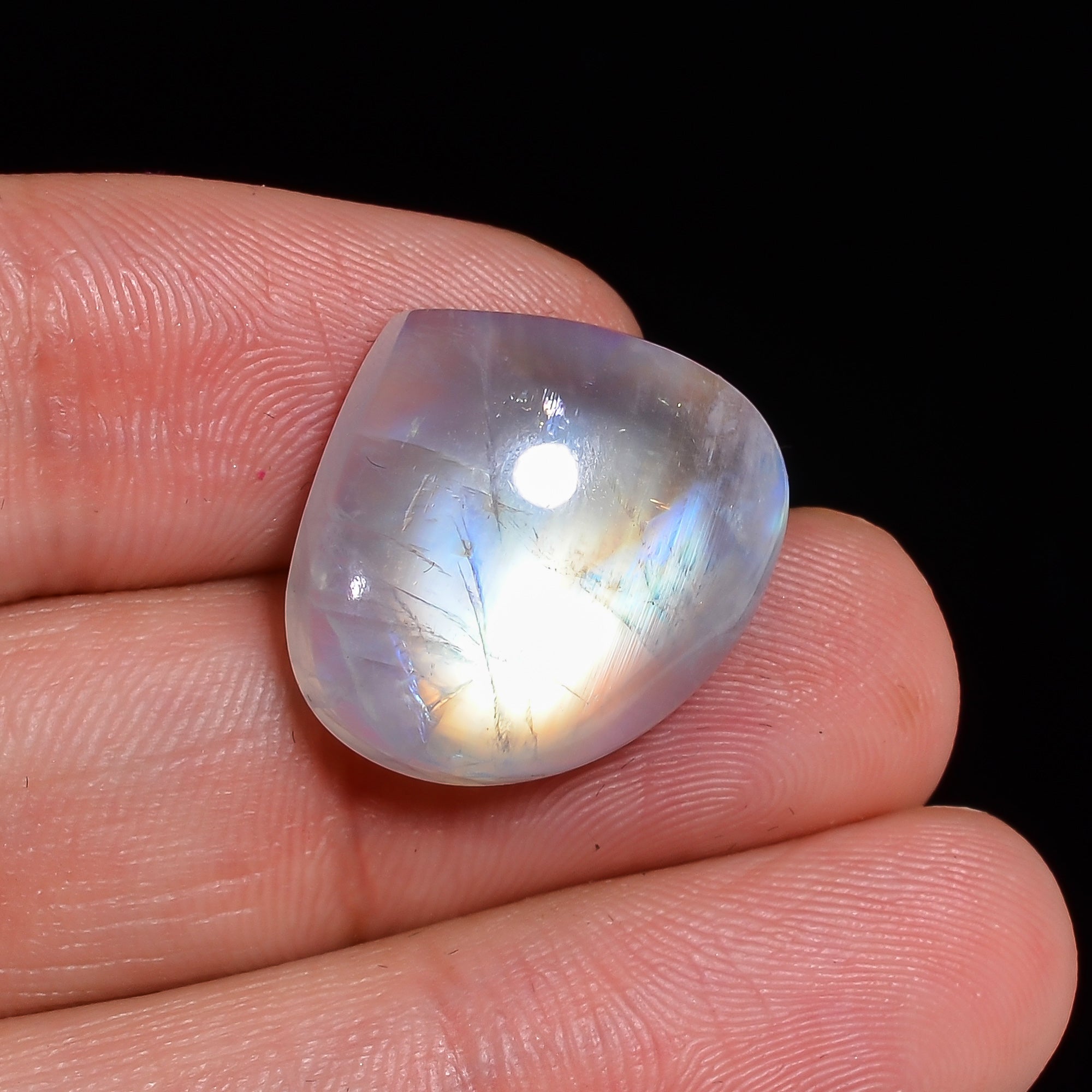 Natural Rainbow Moonstone Heart Shape Cabochon Loose Gemstone For Making Jewelry 20 Ct. 17X19X8 mm Y-10113