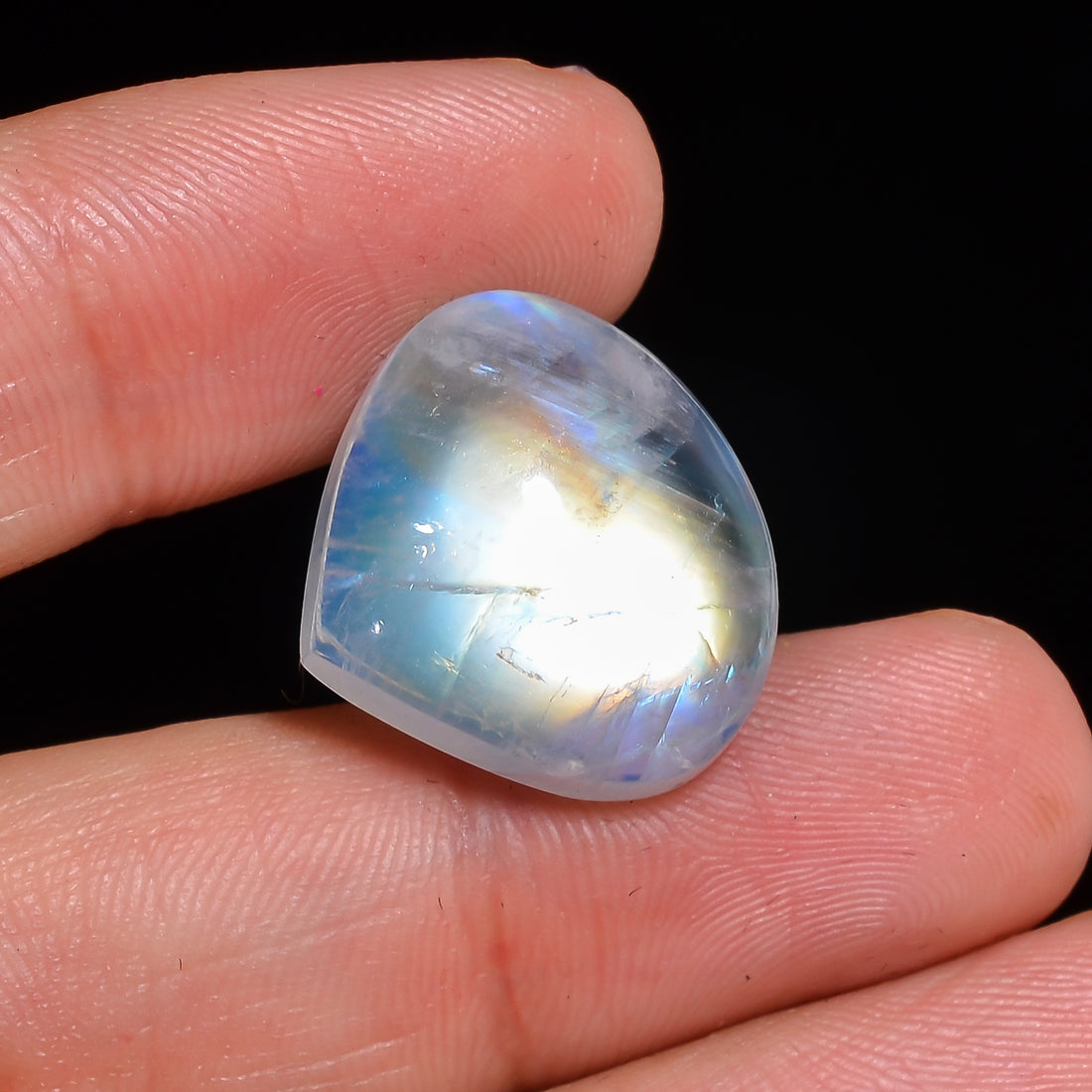 Natural Rainbow Moonstone Heart Shape Cabochon Loose Gemstone For Making Jewelry 20 Ct. 17X19X8 mm Y-10113