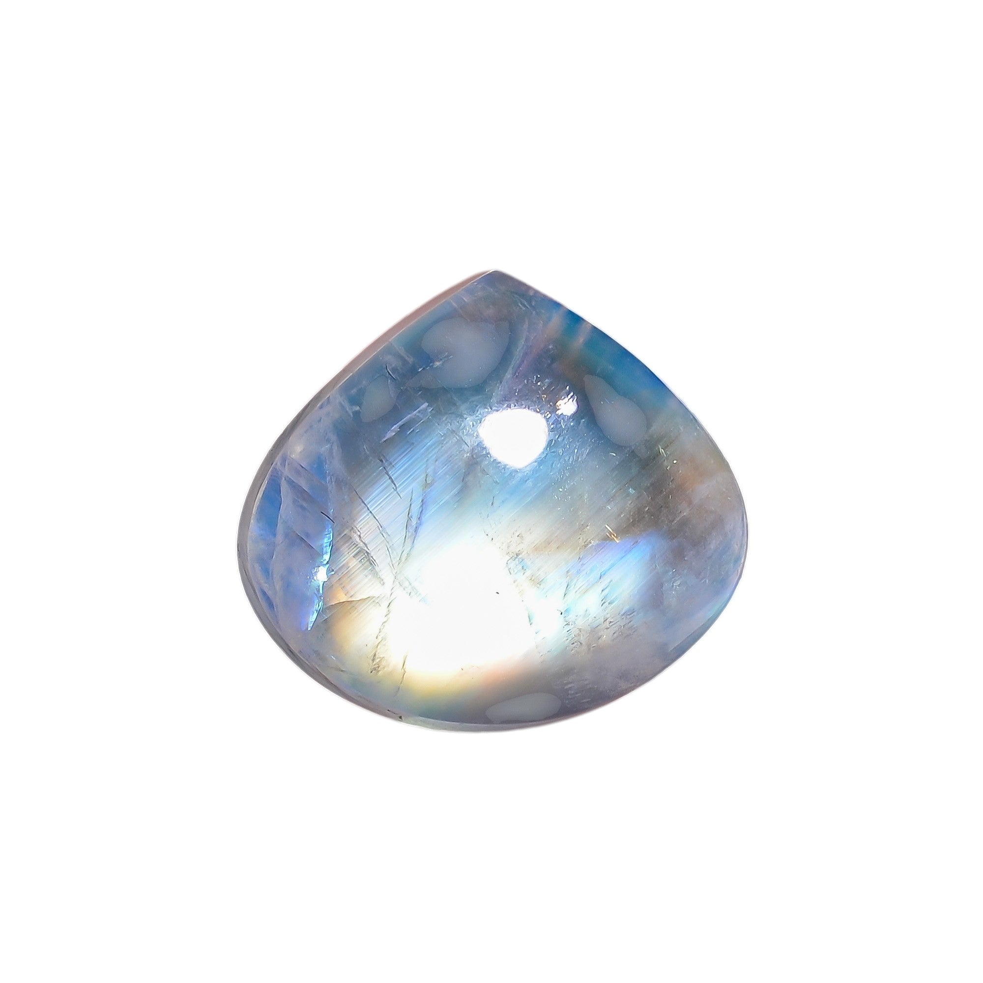 Natural Rainbow Moonstone Heart Shape Cabochon Loose Gemstone For Making Jewelry 20 Ct. 17X19X8 mm Y-10113