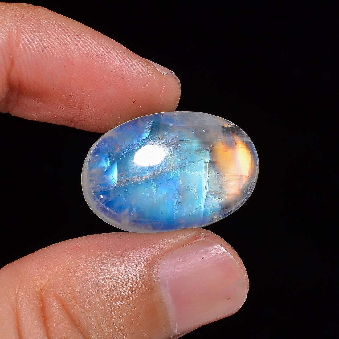 Natural Rainbow Moonstone Oval Shape Cabochon Loose Gemstone For Making Jewelry 25 Ct. 24X16X7 mm Y-10114