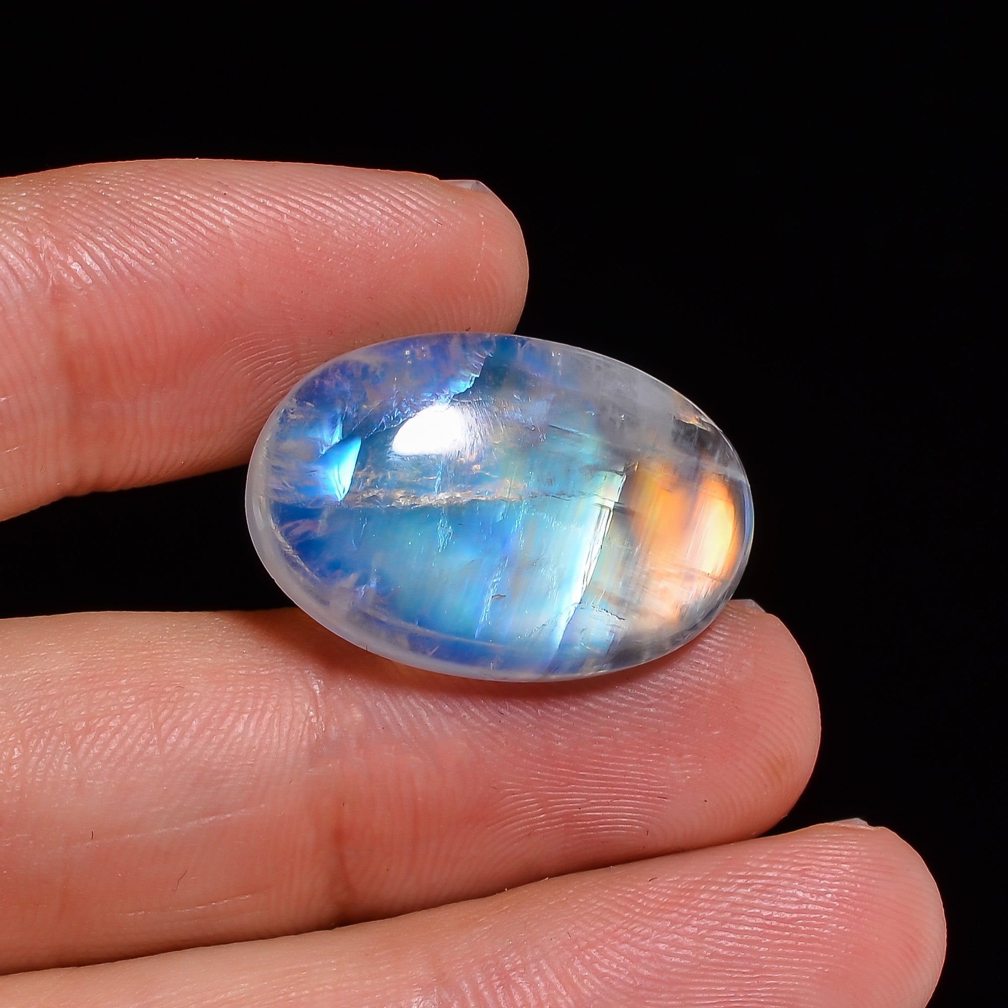 Natural Rainbow Moonstone Oval Shape Cabochon Loose Gemstone For Making Jewelry 25 Ct. 24X16X7 mm Y-10114