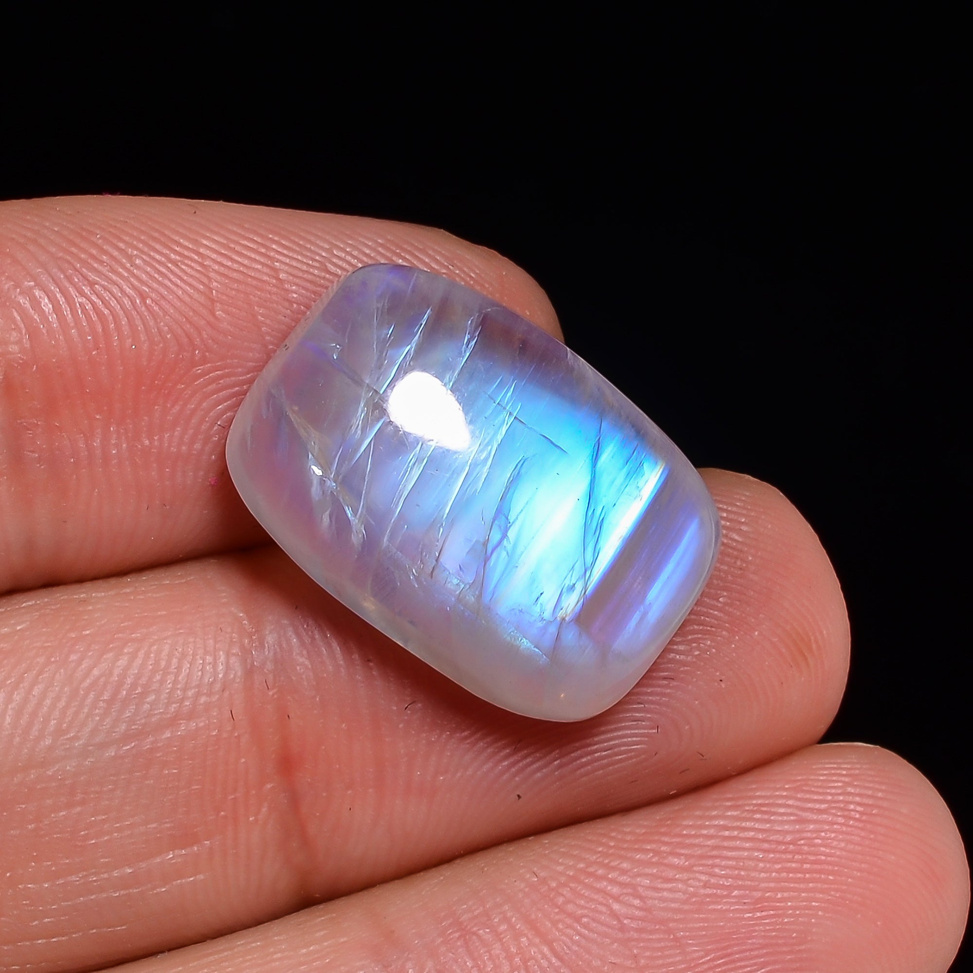 Natural Rainbow Moonstone Radiant Shape Cabochon Loose Gemstone For Making Jewelry 18.5 Ct. 19X13X7 mm Y-10115