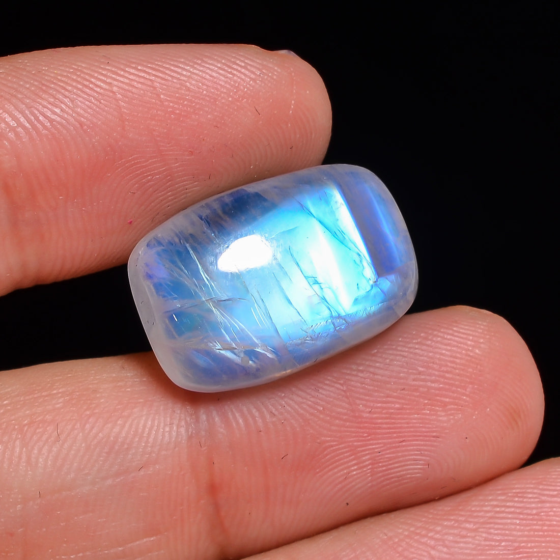 Natural Rainbow Moonstone Radiant Shape Cabochon Loose Gemstone For Making Jewelry 18.5 Ct. 19X13X7 mm Y-10115