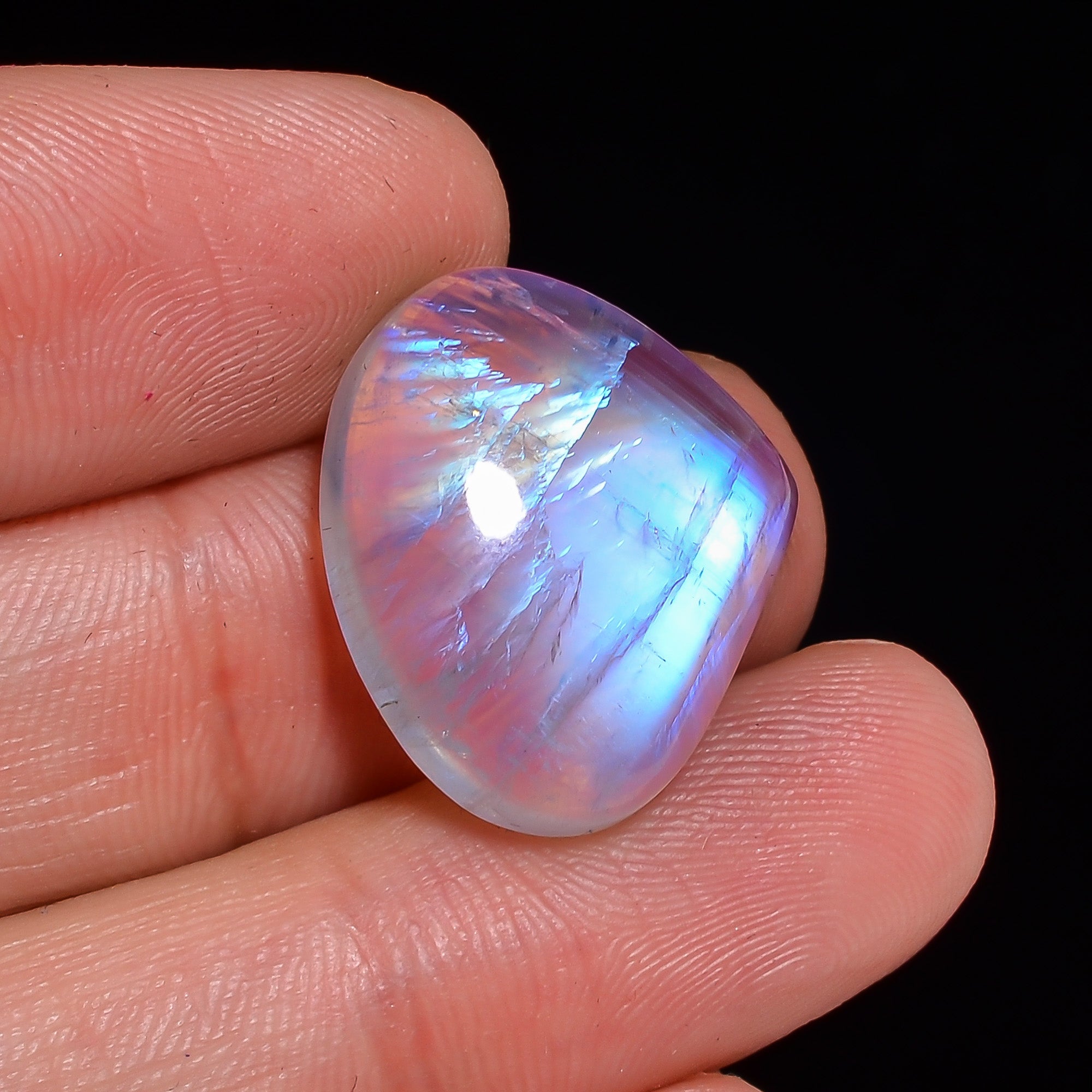 Natural Rainbow Moonstone Heart Shape Cabochon Loose Gemstone For Making Jewelry 20.5 Ct. 18X20X7 mm Y-10116