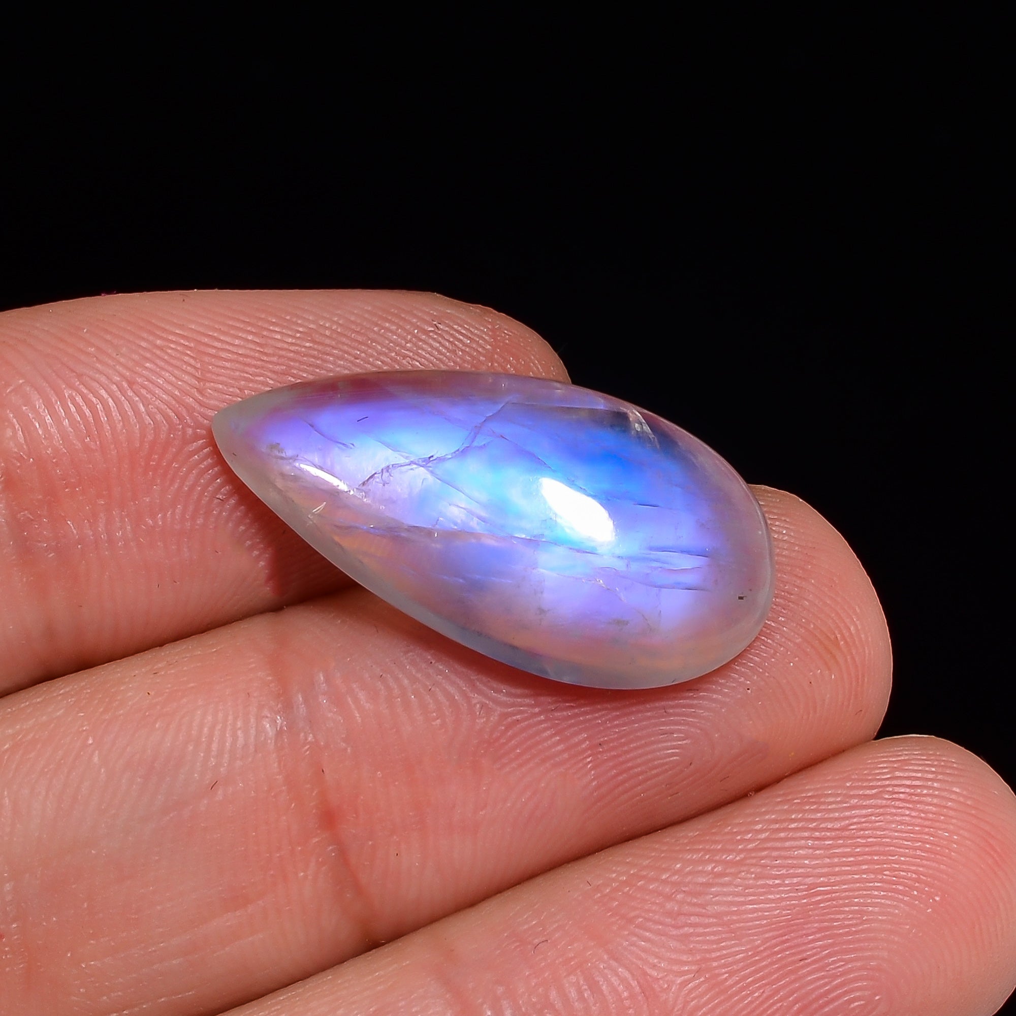 Natural Rainbow Moonstone Pear Shape Cabochon Loose Gemstone For Making Jewelry 13.5 Ct. 24X11X6 mm Y-10117