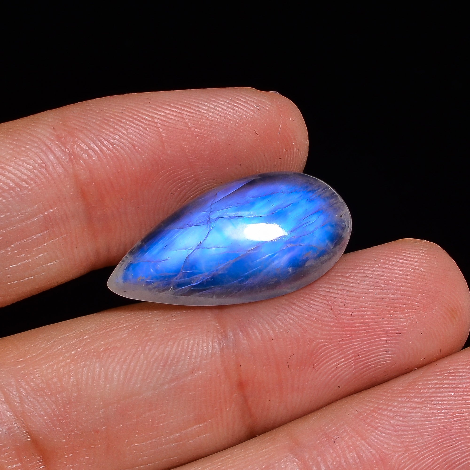 Natural Rainbow Moonstone Pear Shape Cabochon Loose Gemstone For Making Jewelry 13.5 Ct. 24X11X6 mm Y-10117