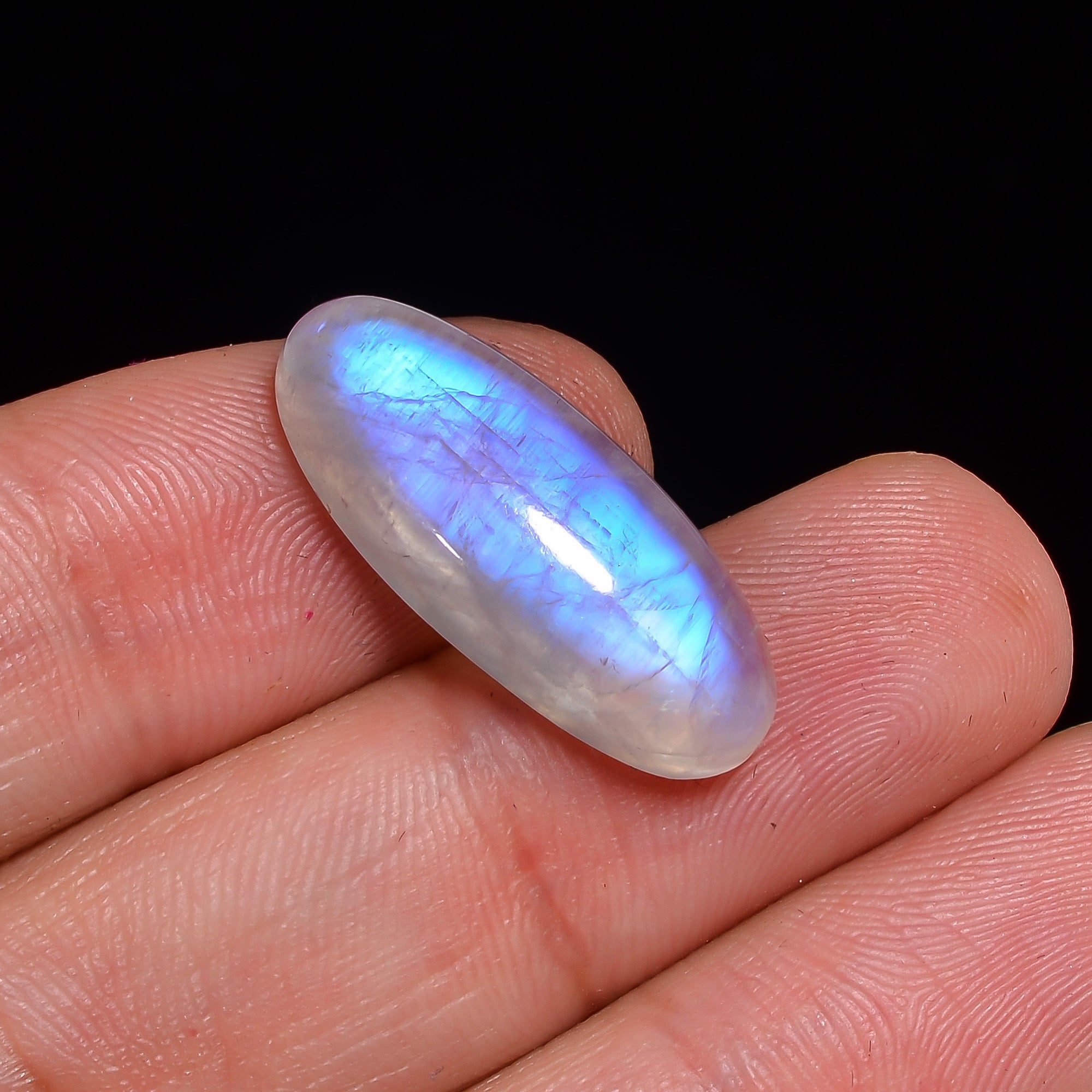 Natural Rainbow Moonstone Oval Shape Cabochon Loose Gemstone For Making Jewelry 13.5 Ct. 23X9X6 mm Y-10118