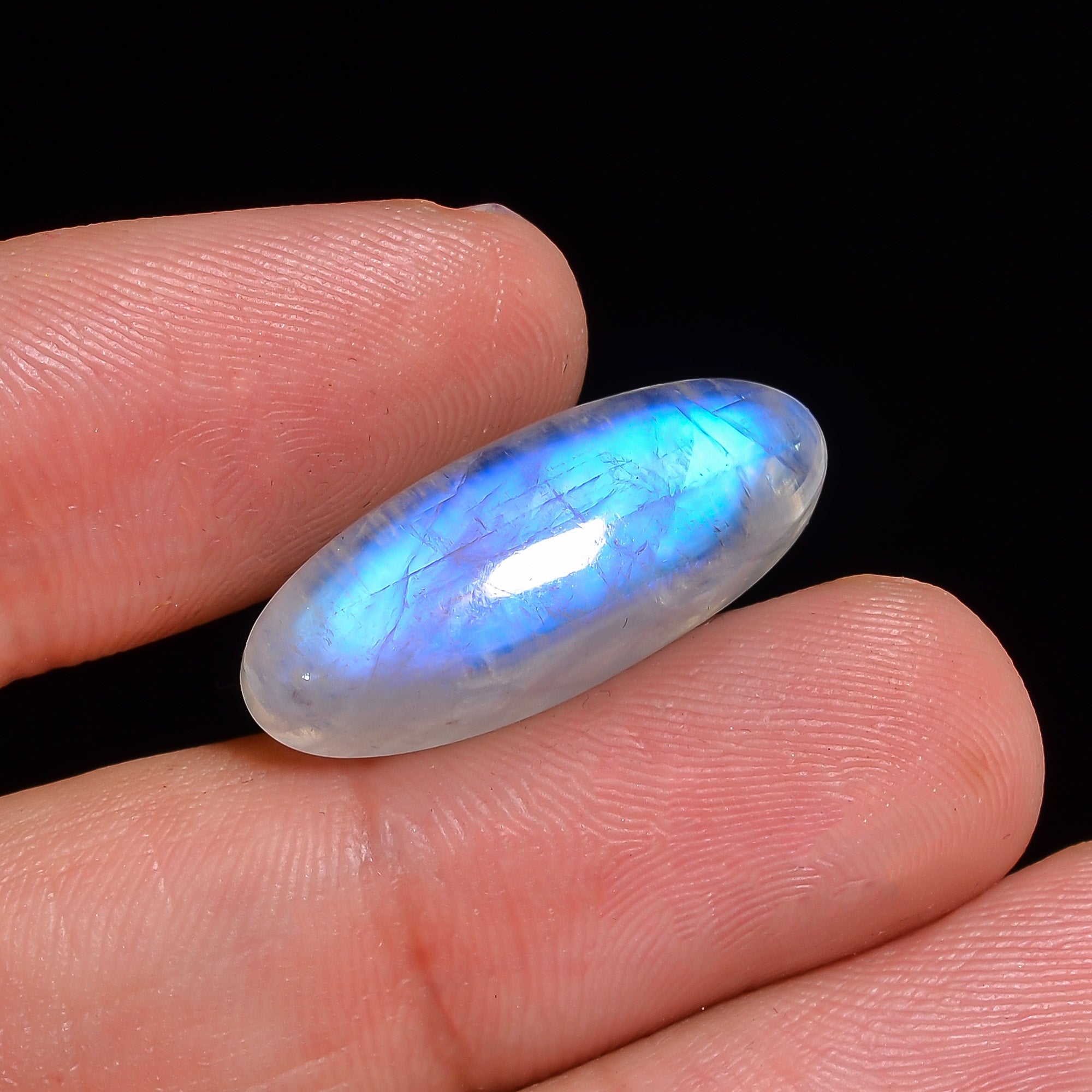 Natural Rainbow Moonstone Oval Shape Cabochon Loose Gemstone For Making Jewelry 13.5 Ct. 23X9X6 mm Y-10118
