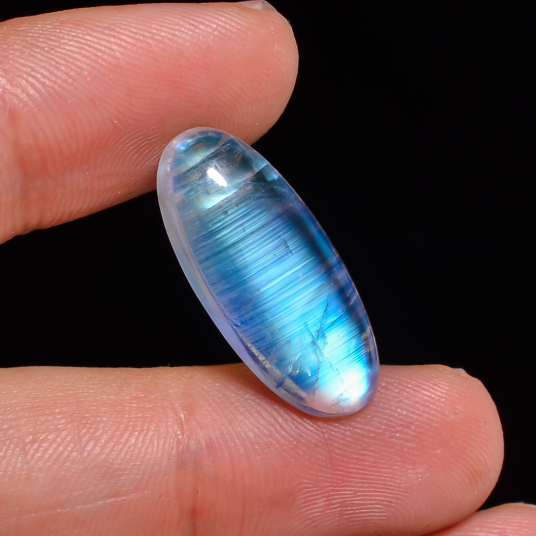 Natural Rainbow Moonstone Oval Shape Cabochon Loose Gemstone For Making Jewelry 10.5 Ct. 24X10X5 mm Y-10120