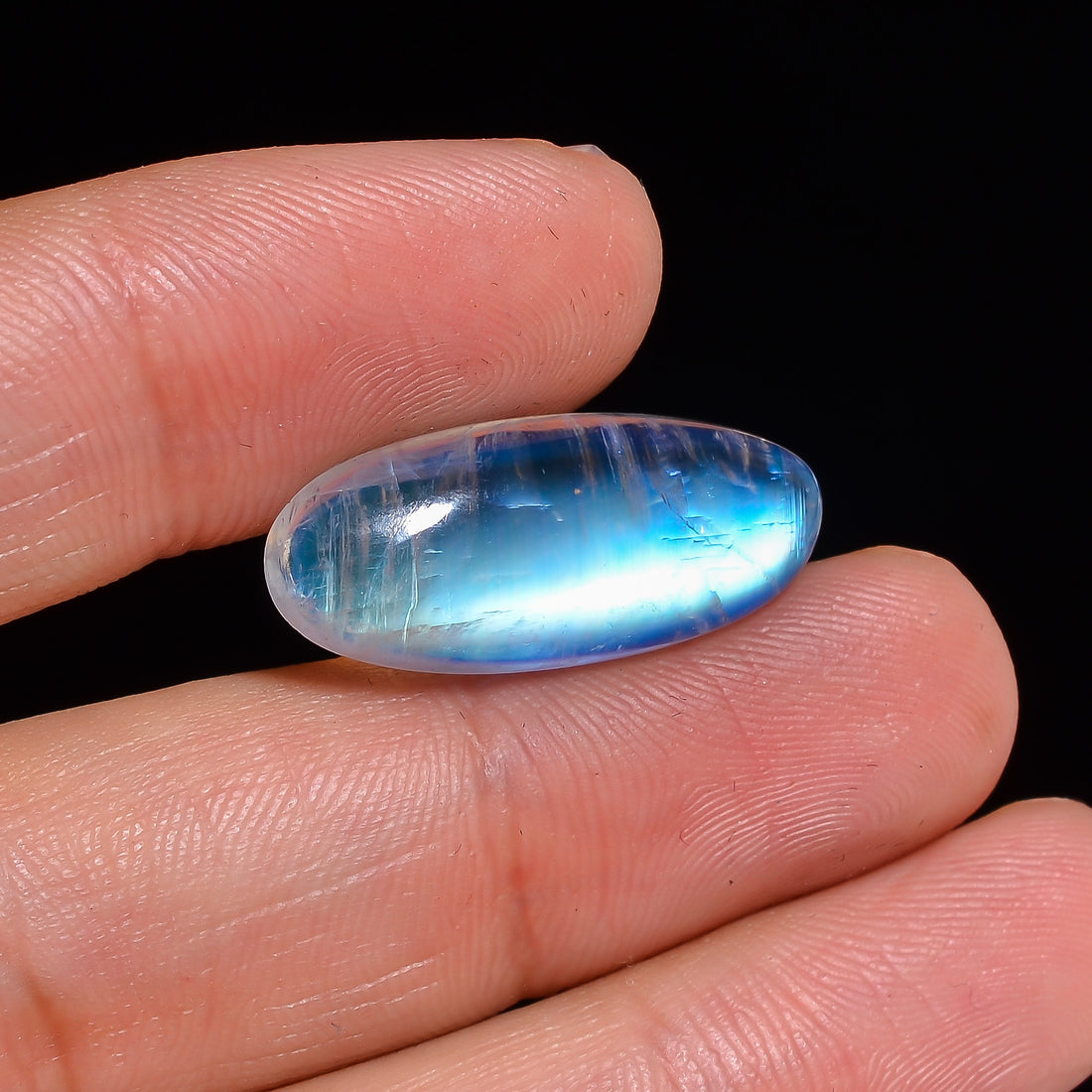 Natural Rainbow Moonstone Oval Shape Cabochon Loose Gemstone For Making Jewelry 10.5 Ct. 24X10X5 mm Y-10120