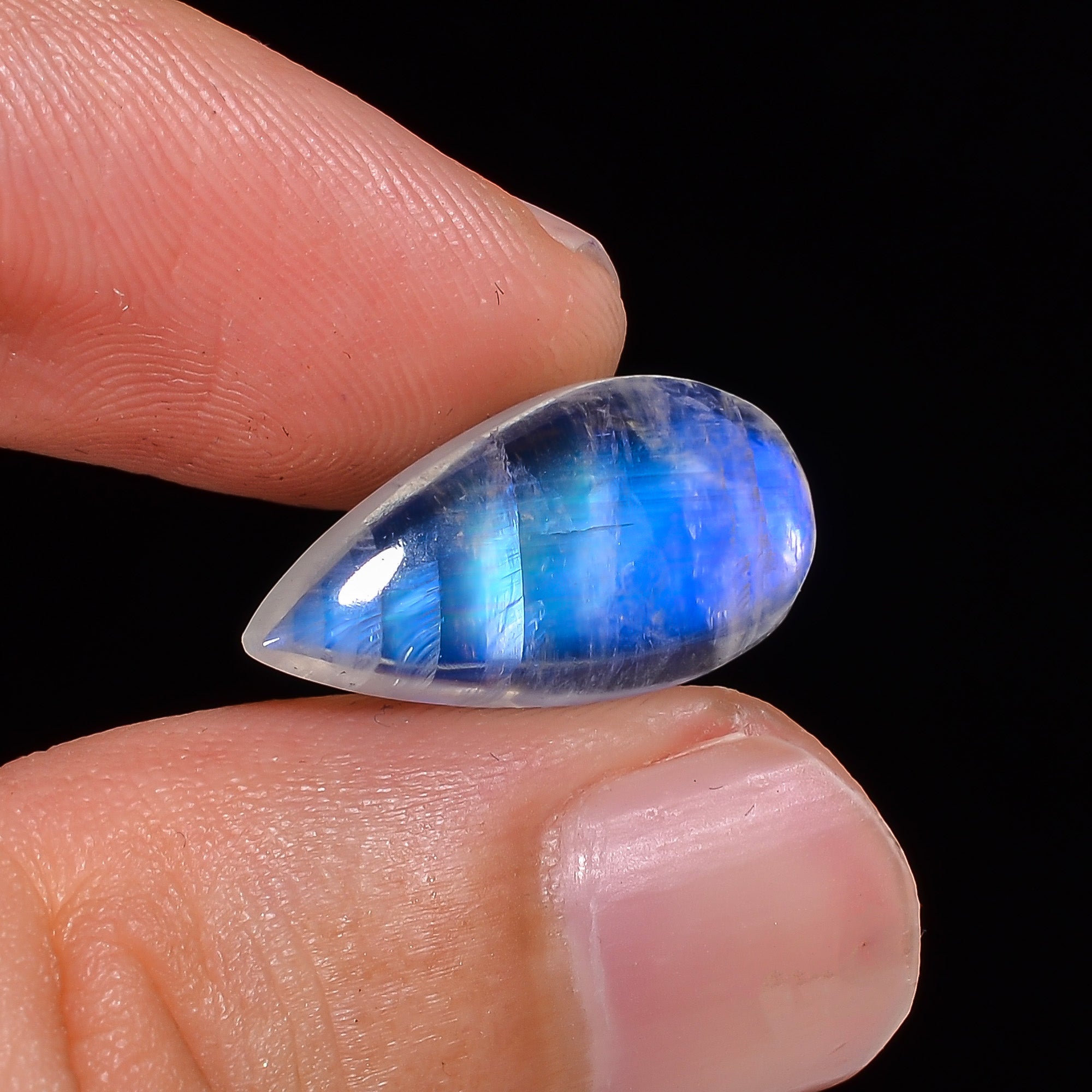 Natural Rainbow Moonstone Pear Shape Cabochon Loose Gemstone For Making Jewelry 6.5 Ct. 18X9X4 mm Y-10122