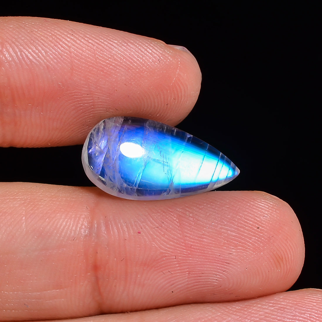 Natural Rainbow Moonstone Pear Shape Cabochon Loose Gemstone For Making Jewelry 6.5 Ct. 18X9X4 mm Y-10122