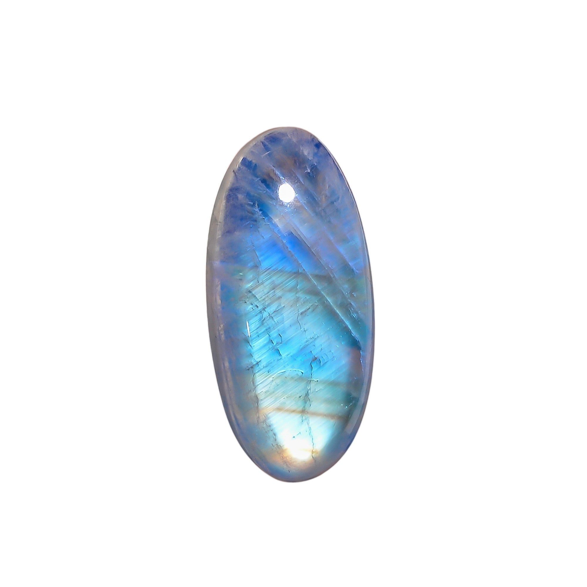 Natural Rainbow Moonstone Oval Shape Cabochon Loose Gemstone For Making Jewelry 22 Ct. 26X12X8 mm Y-10124