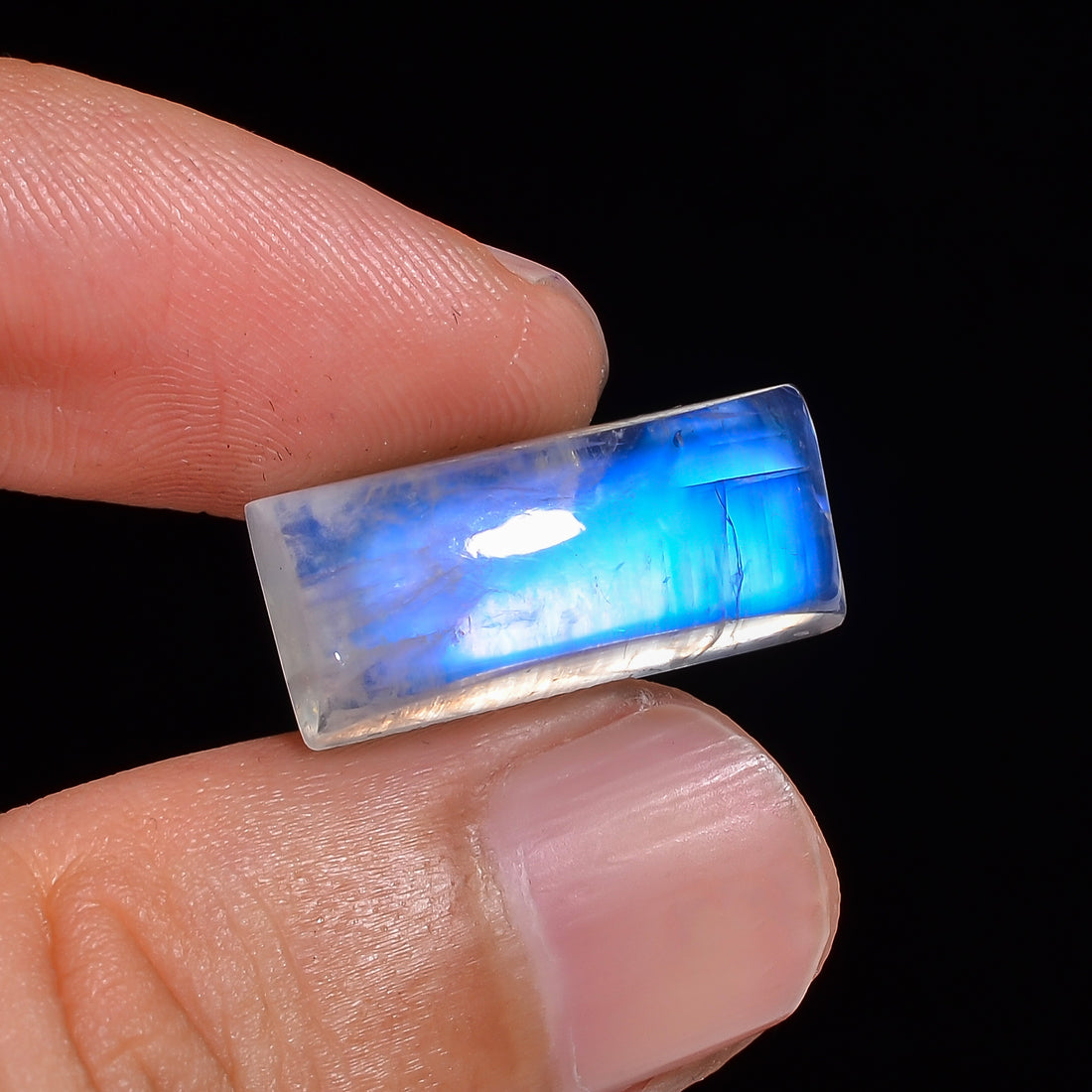 Natural Rainbow Moonstone Radiant Shape Cabochon Loose Gemstone For Making Jewelry 16.5 Ct. 20X9X8 mm Y-10125