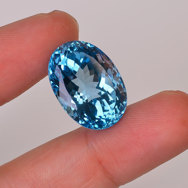 100% Natural Swiss Blue Topaz Oval Shape Cut Stone Loose Gemstone For Making Jewelry 29 Ct. 20X14X12 mm Y-10126