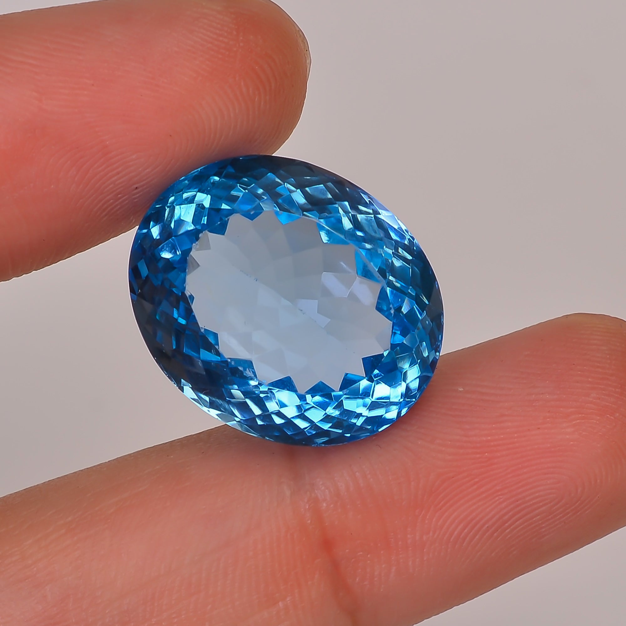 100% Natural Swiss Blue Topaz Oval Shape Cut Stone Loose Gemstone For Making Jewelry 33 Ct. 20X16X11 mm Y-10133