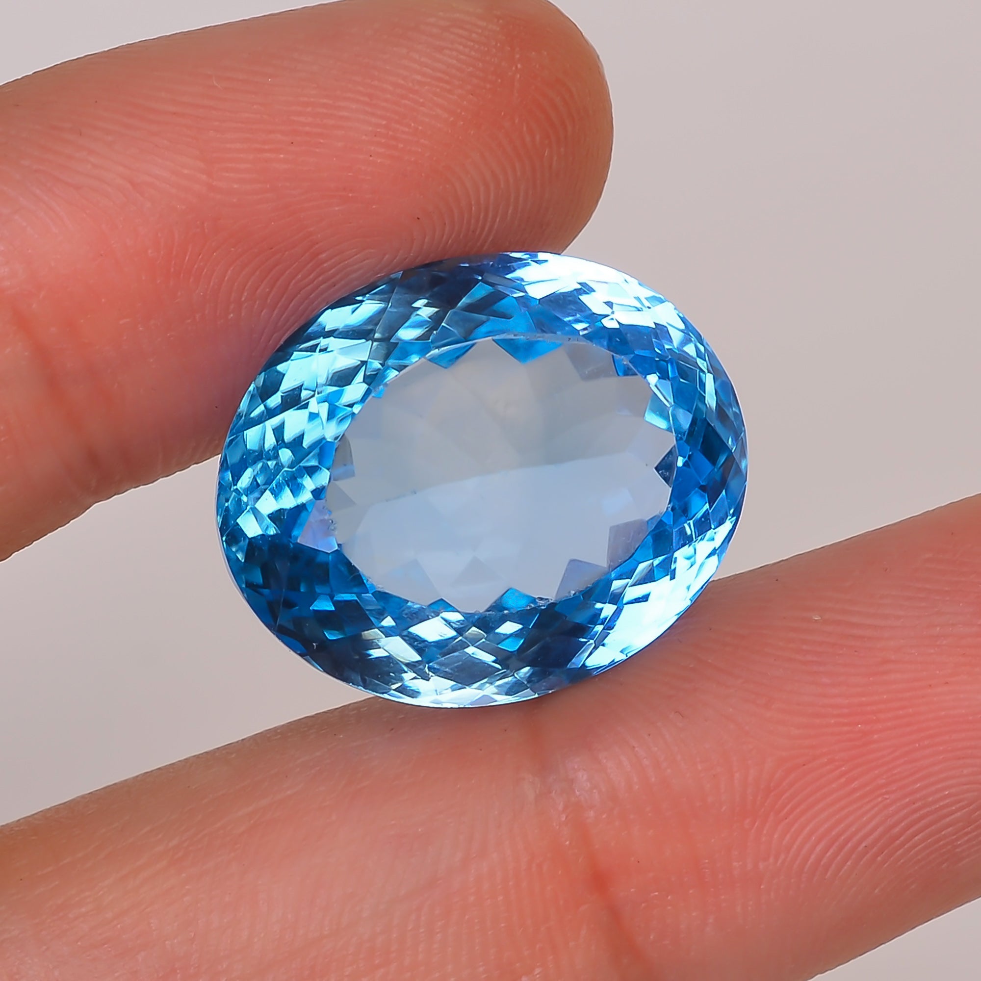 100% Natural Swiss Blue Topaz Oval Shape Cut Stone Loose Gemstone For Making Jewelry 33 Ct. 20X16X11 mm Y-10133