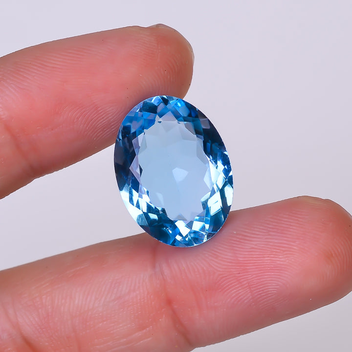Natural Swiss Blue Topaz Oval Shape Cut Stone Loose Gemstone For Making Jewelry 17 Ct. 18X14X7 mm Y-10152