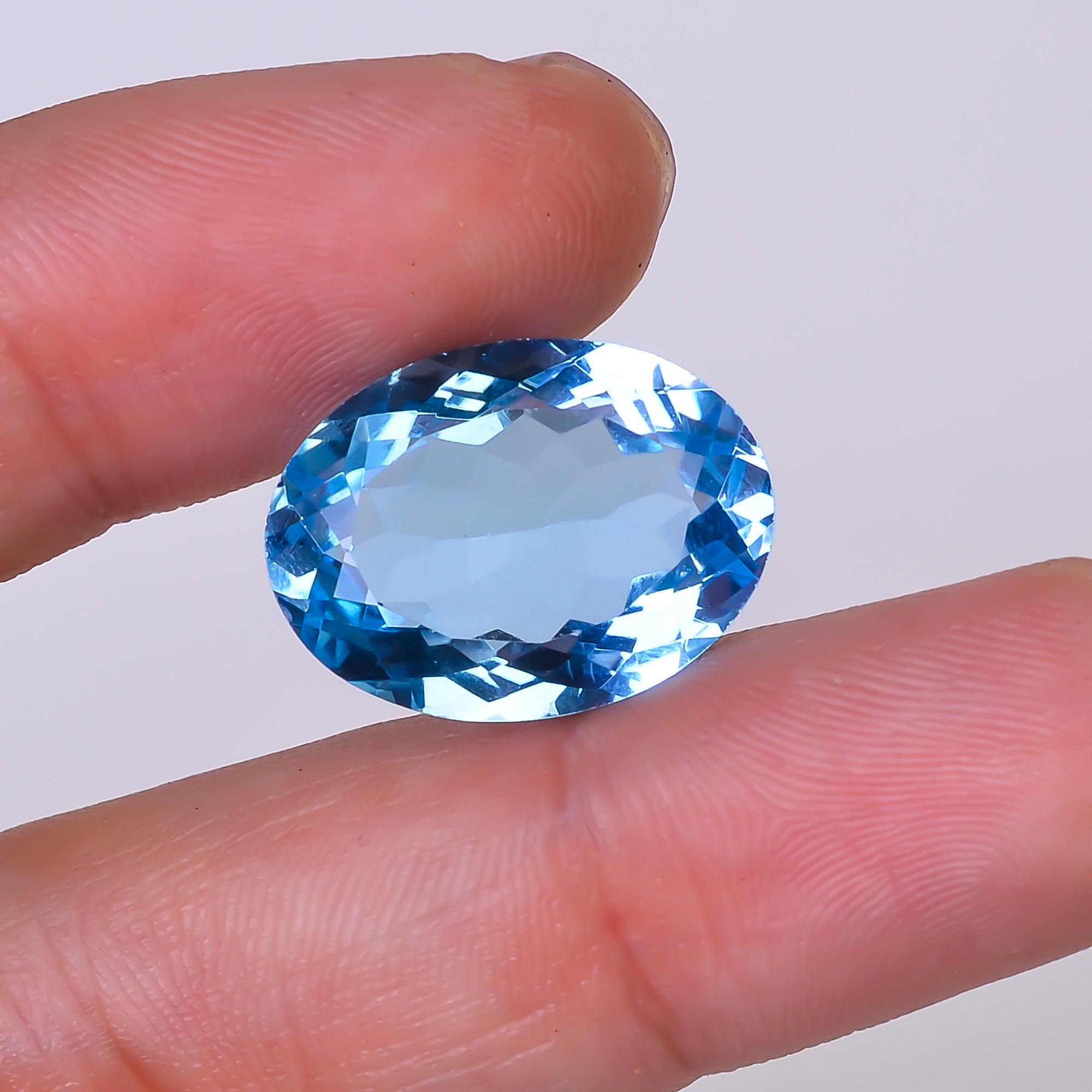 Natural Swiss Blue Topaz Oval Shape Cut Stone Loose Gemstone For Making Jewelry 17 Ct. 18X14X7 mm Y-10152