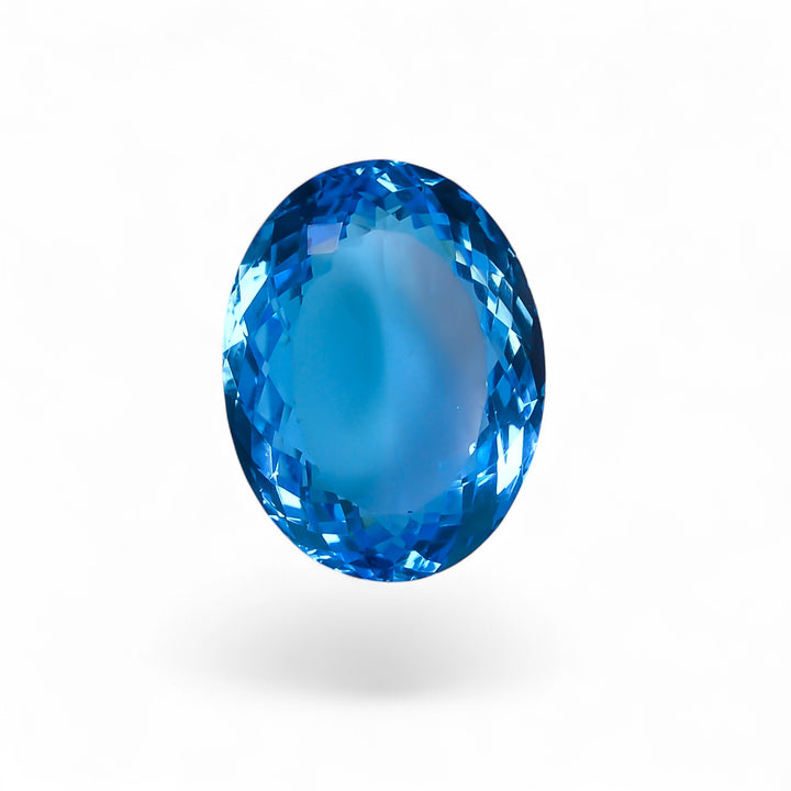 Natural Swiss Blue Topaz Oval Shape Cut Stone Loose Gemstone For Making Jewelry 27.5 Ct. 21X16X9 mm Y-10155