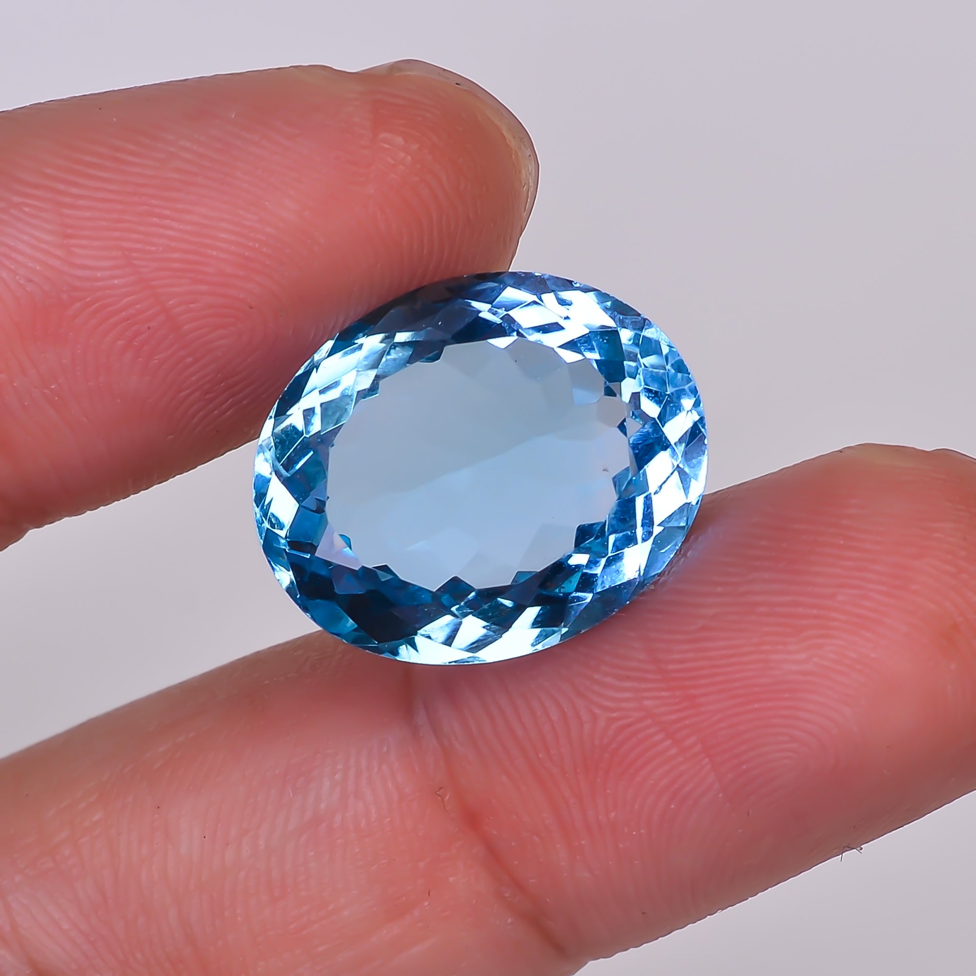 Natural Swiss Blue Topaz Oval Shape Cut Stone Loose Gemstone For Making Jewelry 17.5 Ct. 17X14X8 mm Y-10157
