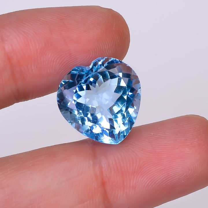 Natural Swiss Blue Topaz Heart Shape Cut Stone Loose Gemstone For Making Jewelry 16 Ct. 15X15X9 mm Y-10160