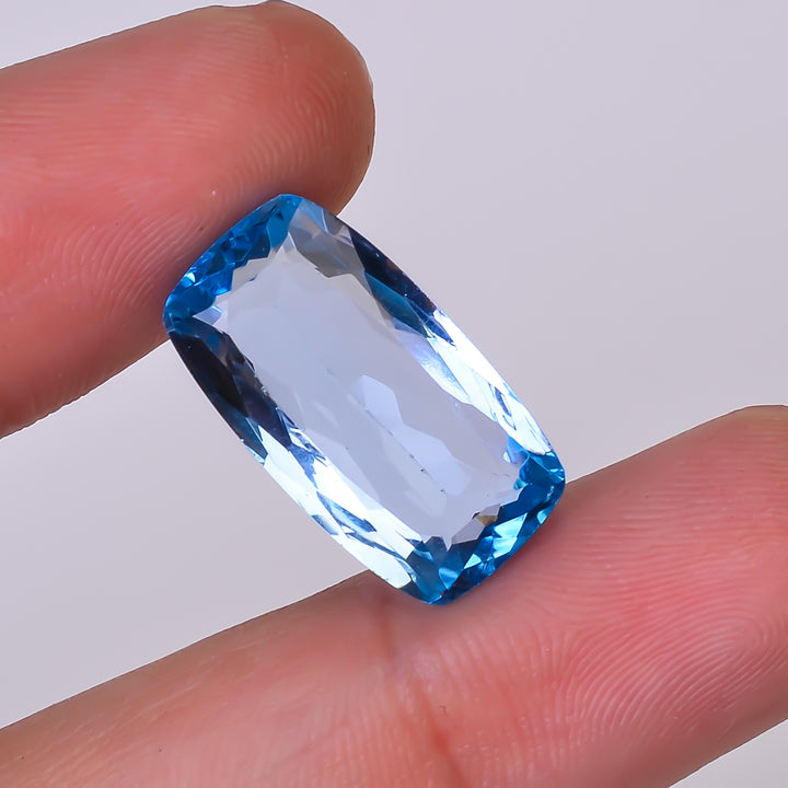 Natural Swiss Blue Topaz Radiant Shape Cut Stone Loose Gemstone For Making Jewelry 15.5 Ct. 20X11X6 mm Y-10163