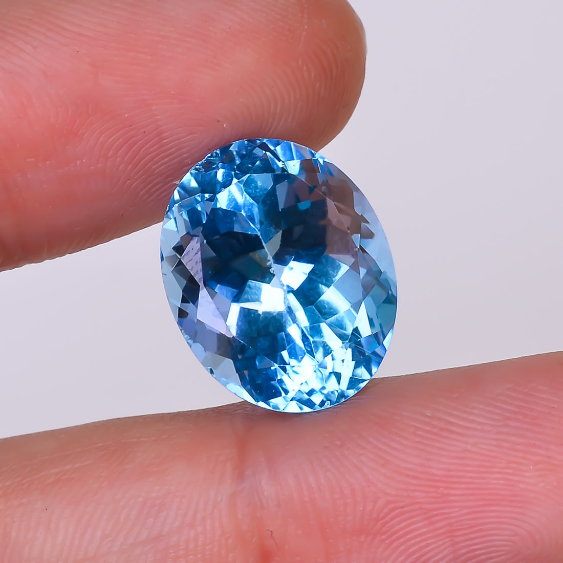 Natural Swiss Blue Topaz Oval Shape Cut Stone Loose Gemstone For Making Jewelry 15 Ct. 16X13X10 mm Y-10165