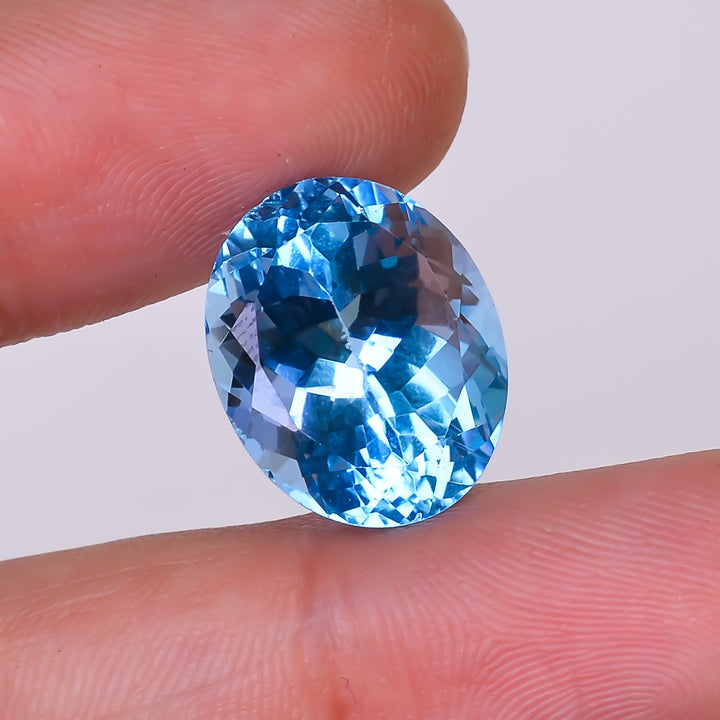 Natural Swiss Blue Topaz Oval Shape Cut Stone Loose Gemstone For Making Jewelry 15 Ct. 16X13X10 mm Y-10165