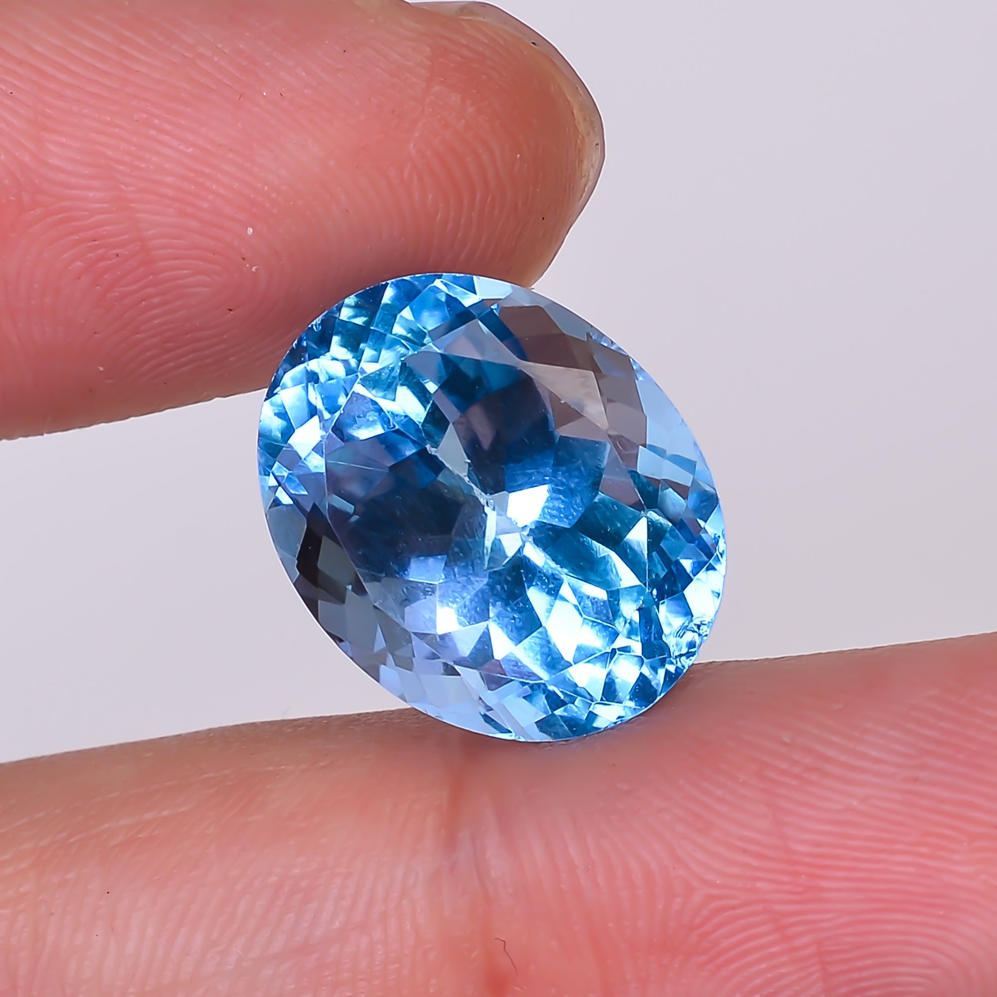 Natural Swiss Blue Topaz Oval Shape Cut Stone Loose Gemstone For Making Jewelry 15 Ct. 16X13X10 mm Y-10165