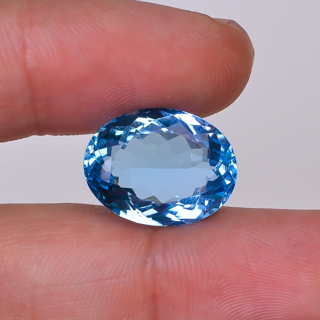 Natural Swiss Blue Topaz Oval Shape Cut Stone Loose Gemstone For Making Jewelry 13.5 Ct. 16X12X8 mm Y-10166