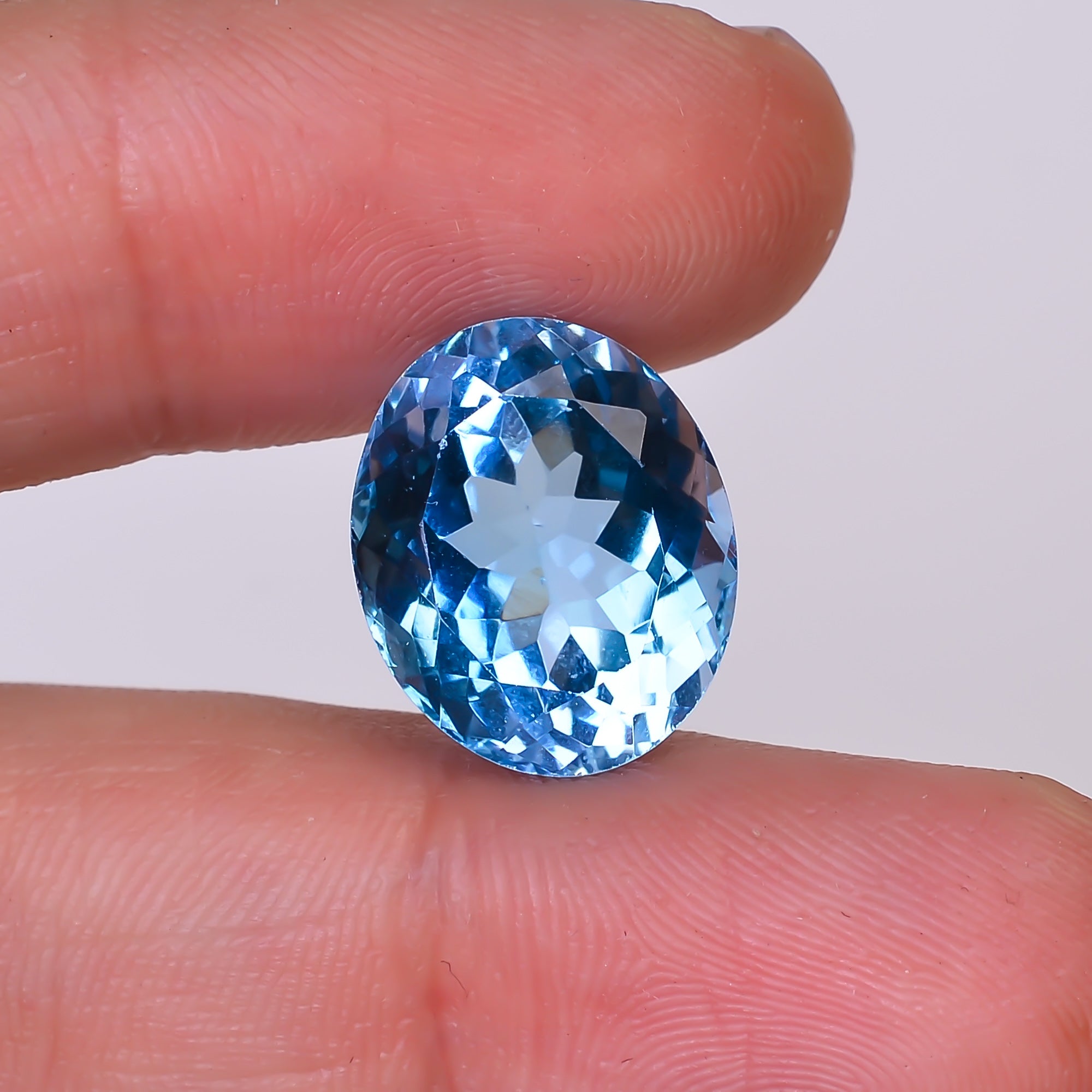 Natural Swiss Blue Topaz Oval Shape Cut Stone Loose Gemstone For Making Jewelry 13 Ct. 15X12X9 mm Y-10170