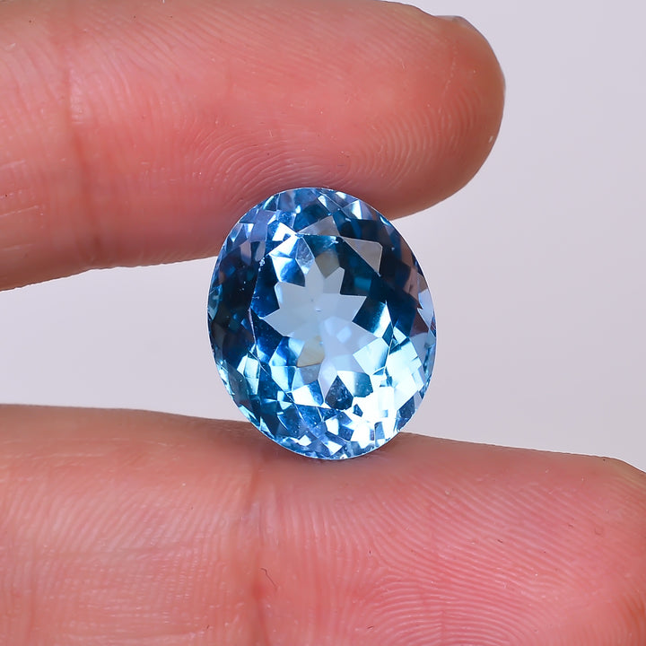 Natural Swiss Blue Topaz Oval Shape Cut Stone Loose Gemstone For Making Jewelry 13 Ct. 15X12X9 mm Y-10170