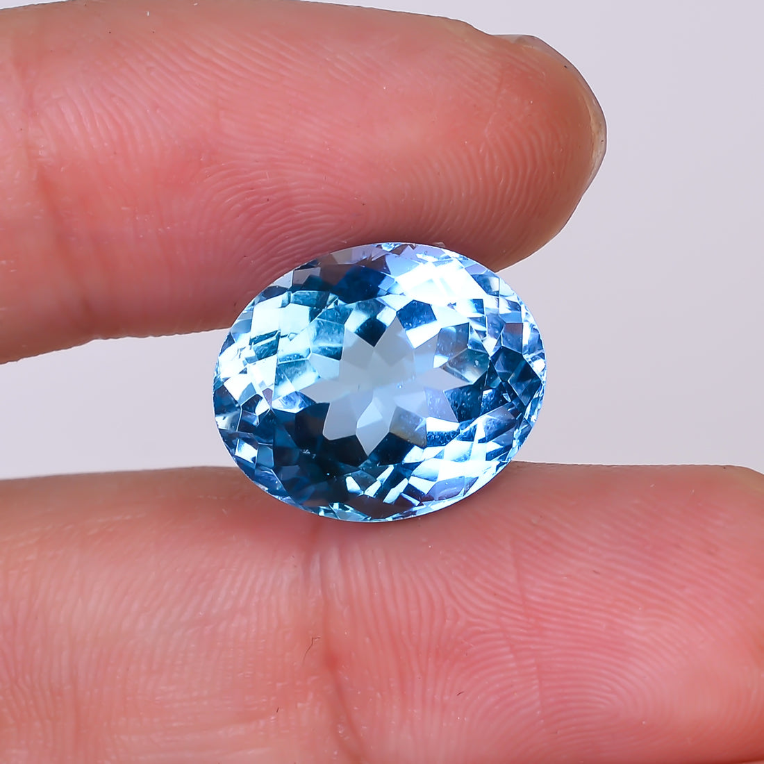 Natural Swiss Blue Topaz Oval Shape Cut Stone Loose Gemstone For Making Jewelry 13 Ct. 15X12X9 mm Y-10170