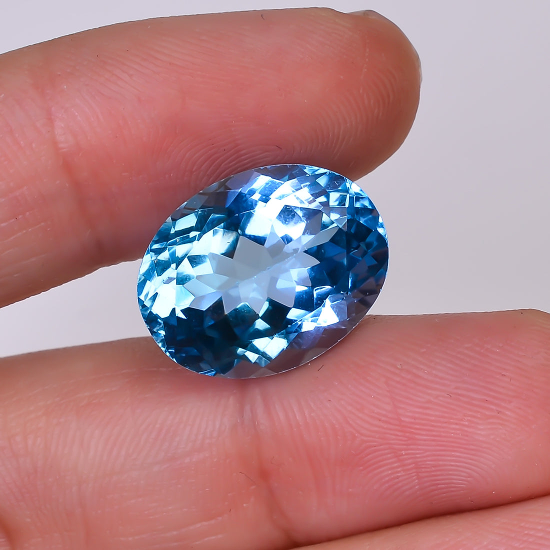 Natural Swiss Blue Topaz Oval Shape Cut Stone Loose Gemstone For Making Jewelry 16 Ct. 17X13X9 mm Y-10174