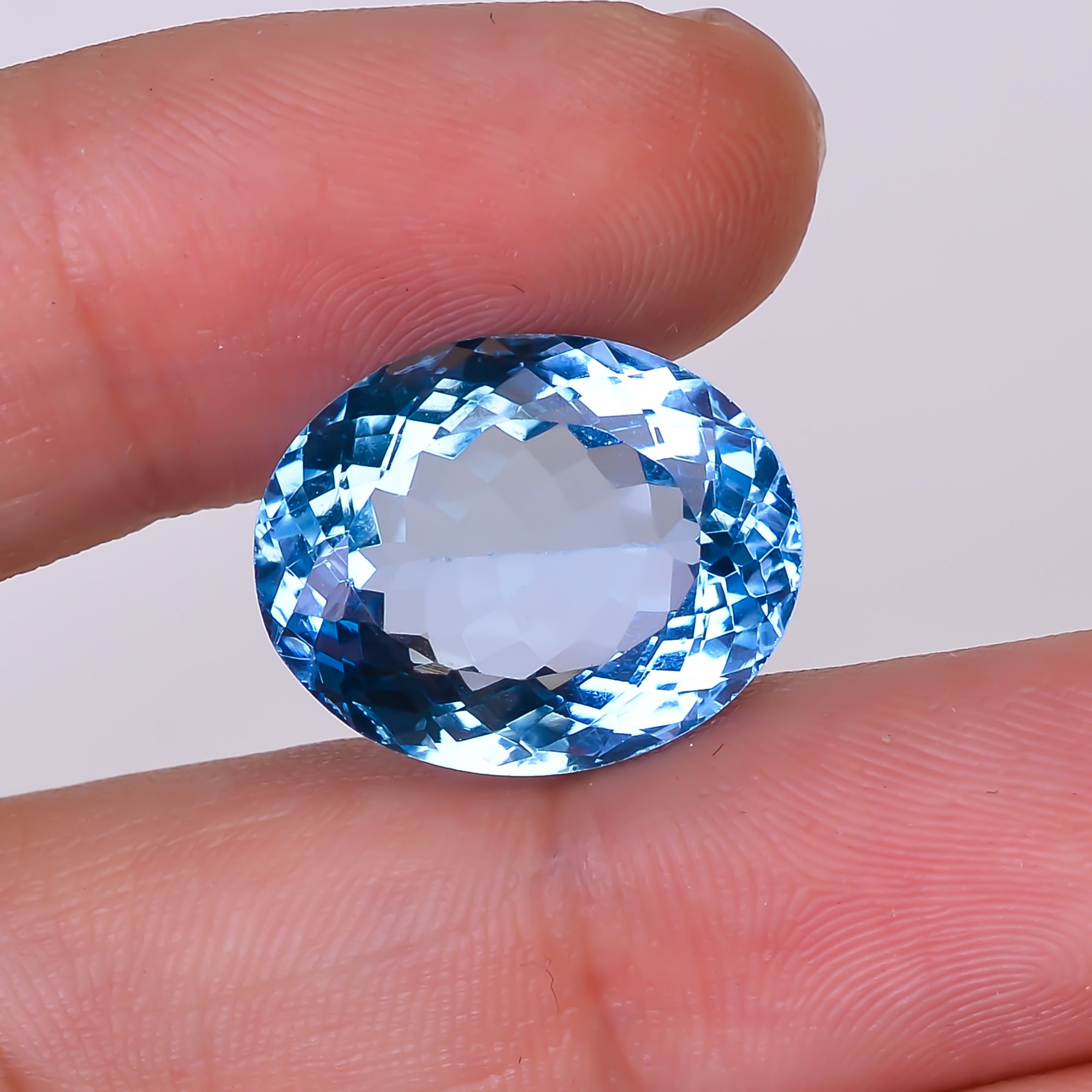 Natural Swiss Blue Topaz Oval Shape Cut Stone Loose Gemstone For Making Jewelry 19.5 Ct. 17X14X9 mm Y-10175